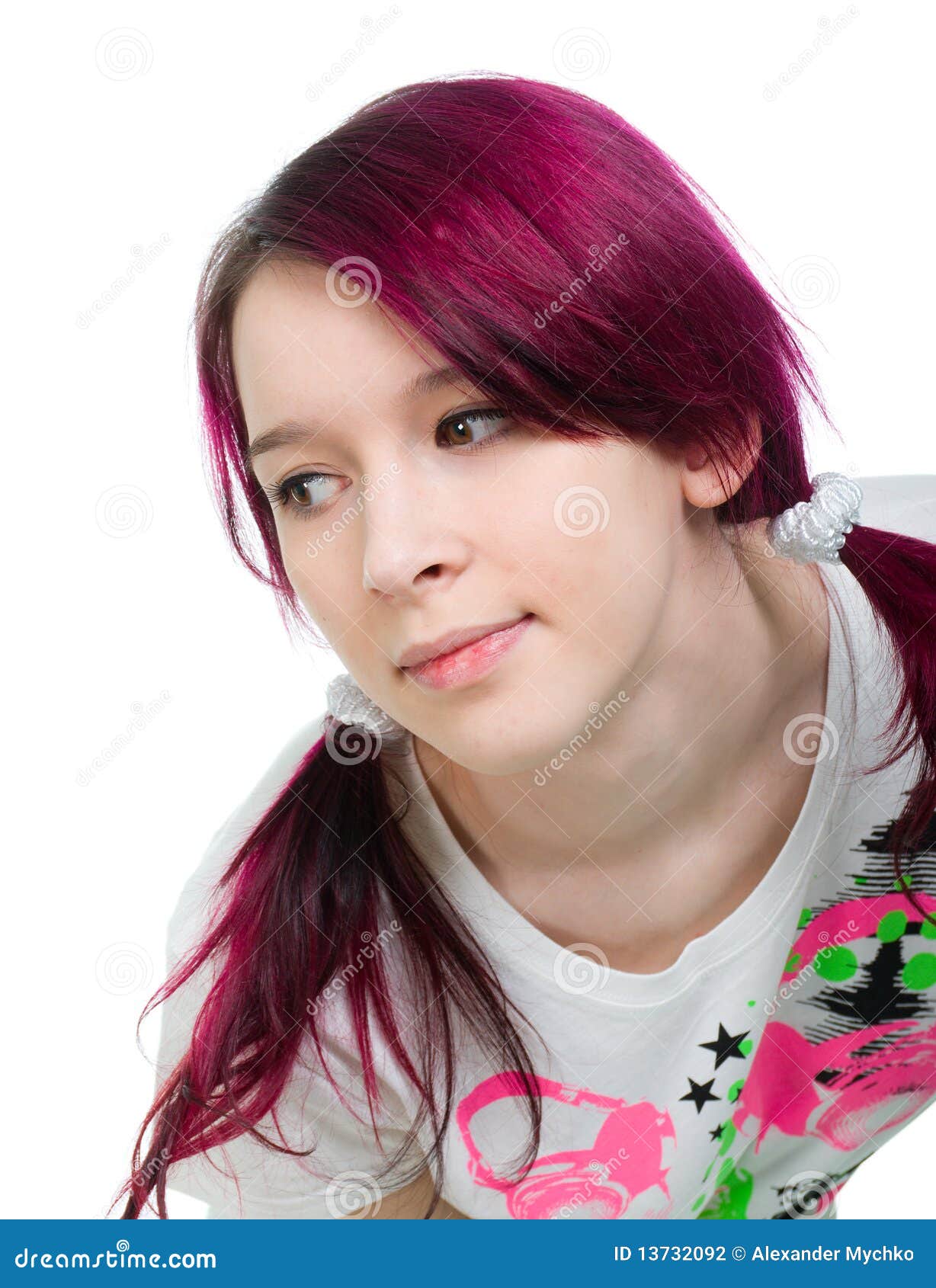 Menina Cor-de-rosa Estranha Do Emo Do Cabelo Foto de Stock - Imagem de  antissocial, feliz: 13732092