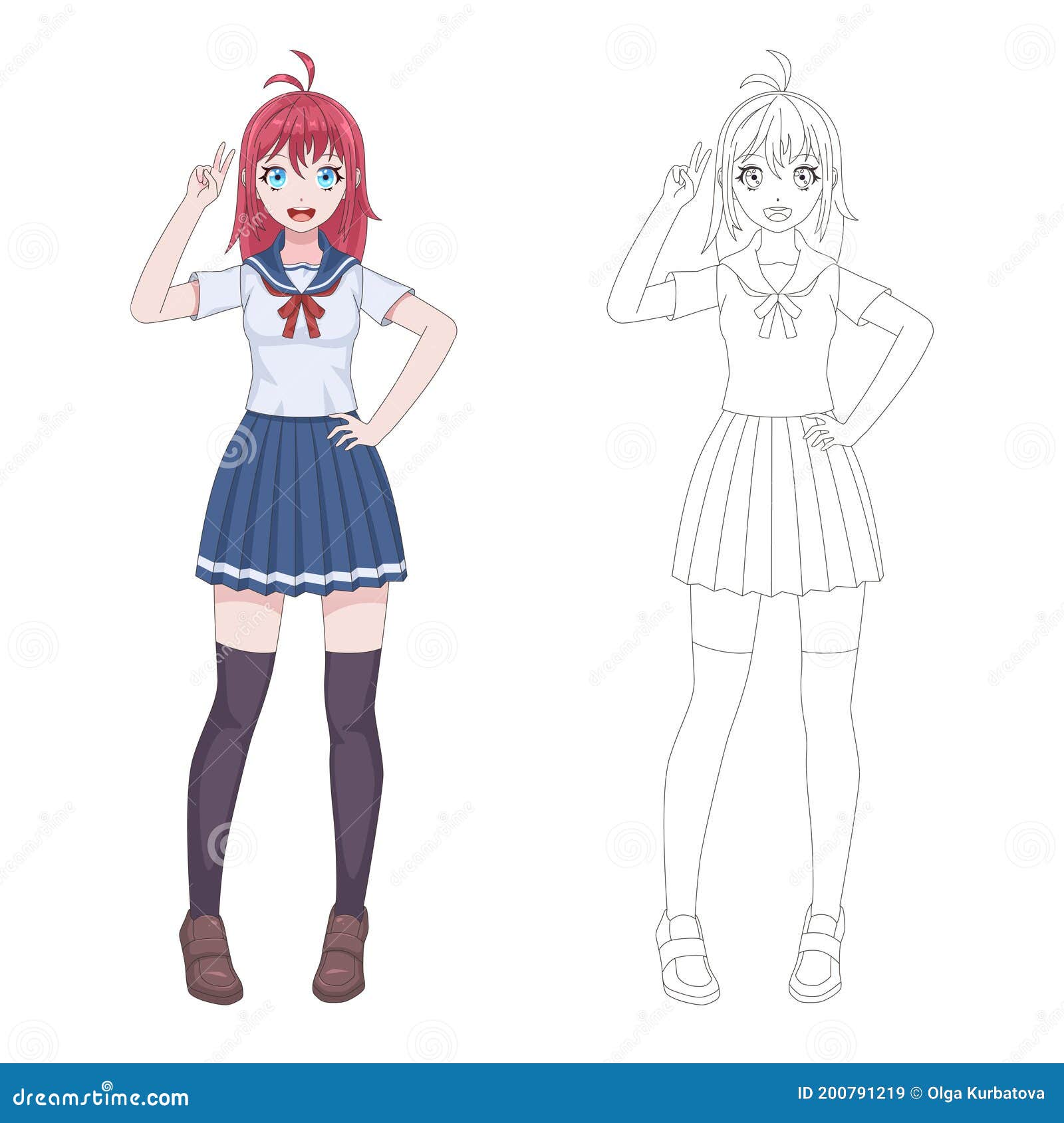 Menina De Manga De Anime Molho Cômico Japonês Sorrindo Jovem Em Uniforme  Marinho, Saia Curta Roupas Cosplay, Kawaii Asiático Ilustração do Vetor -  Ilustração de menina, fêmea: 200791219