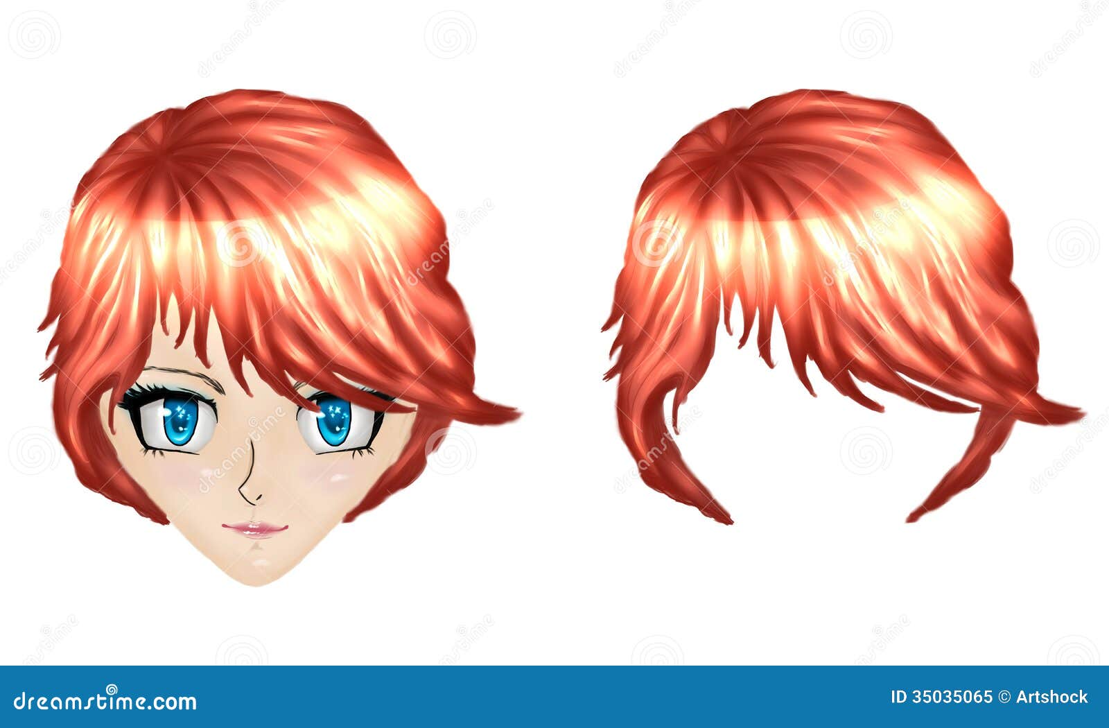 Menina Do Anime Com Cabelo Vermelho Ilustração Stock - Ilustração de  decorativo, beleza: 35035065, image size:1600x1050