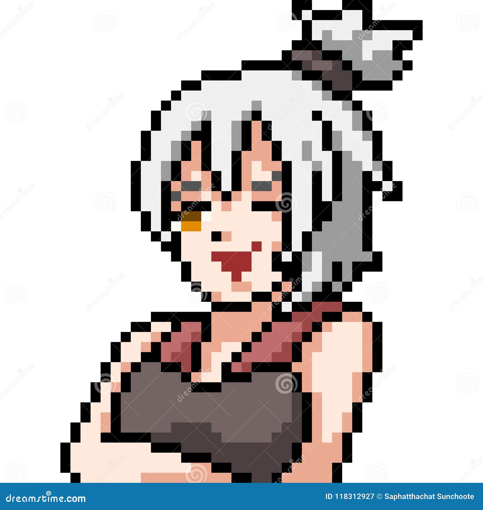 Vetor de vector pixel art anime gil do Stock