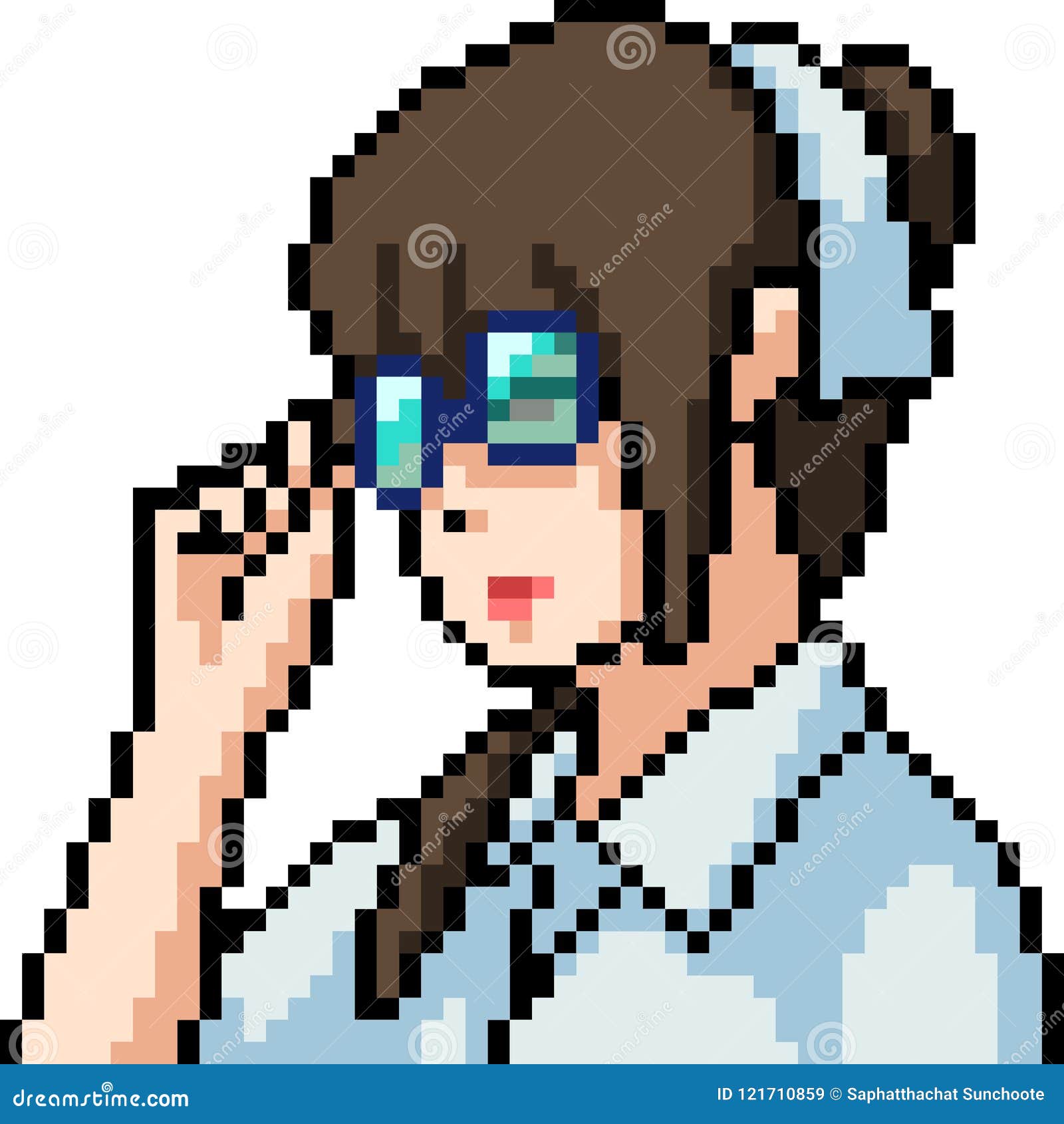 Vetor de vector pixel art anime gil do Stock