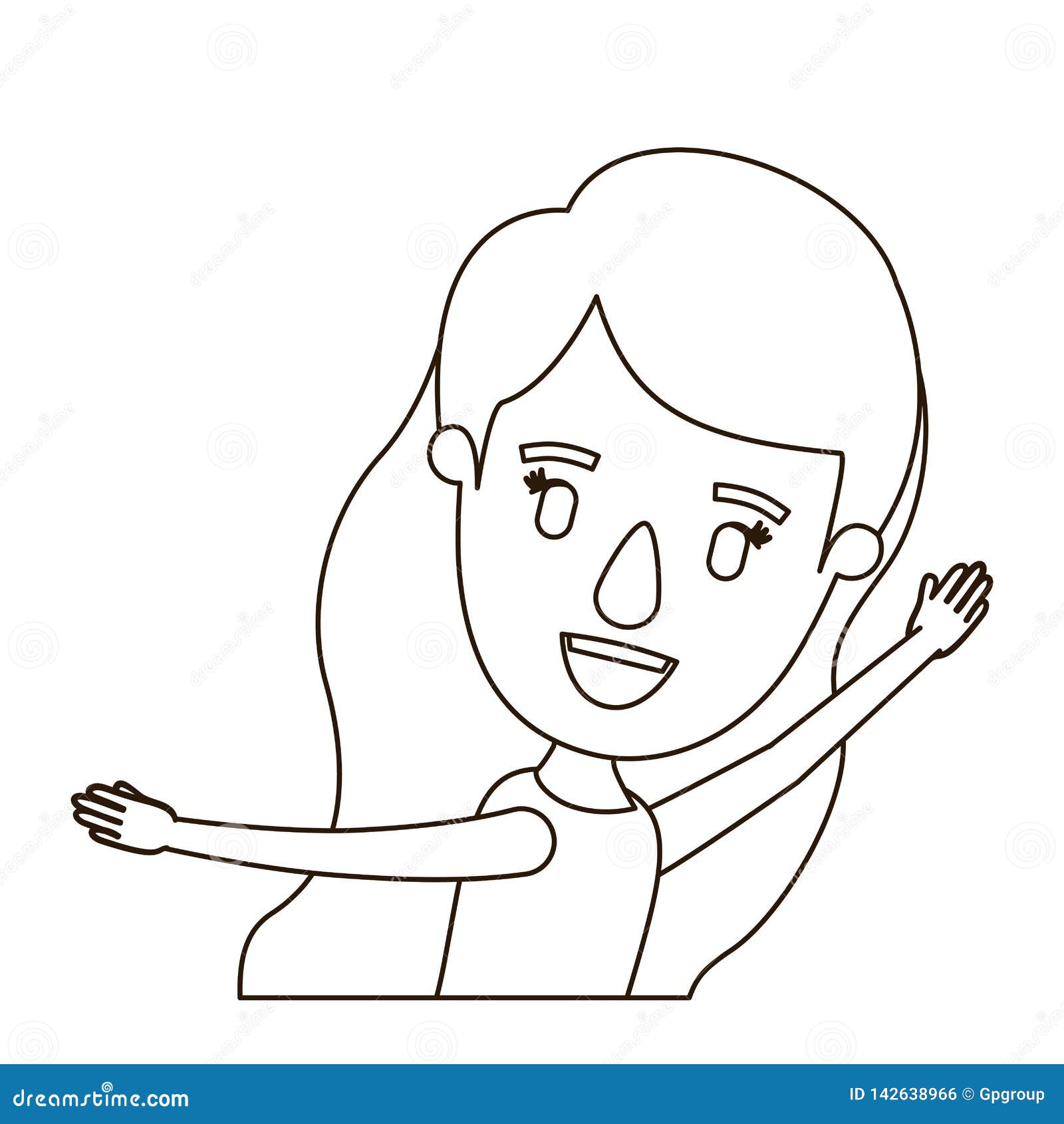 Menina Do Corpo Da Caricatura Da Listra Do Pastel Da Cor Meia Com Cabelo  Ondulado Longo Ilustração do Vetor - Ilustração de nariz, meio: 142659957