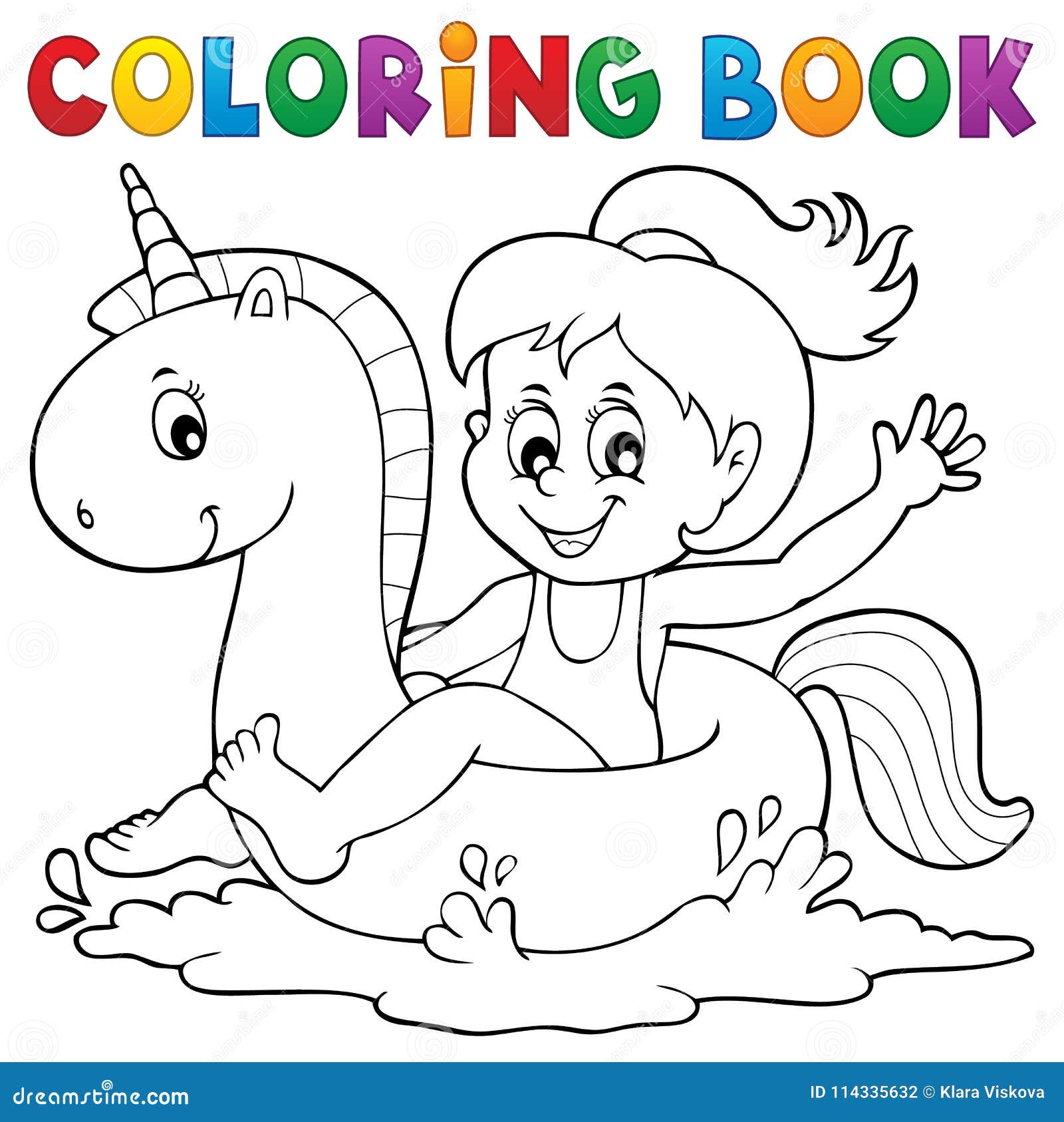 Menina E Unicórnio Livro Para Colorir E Ponto Para Pontilhar O