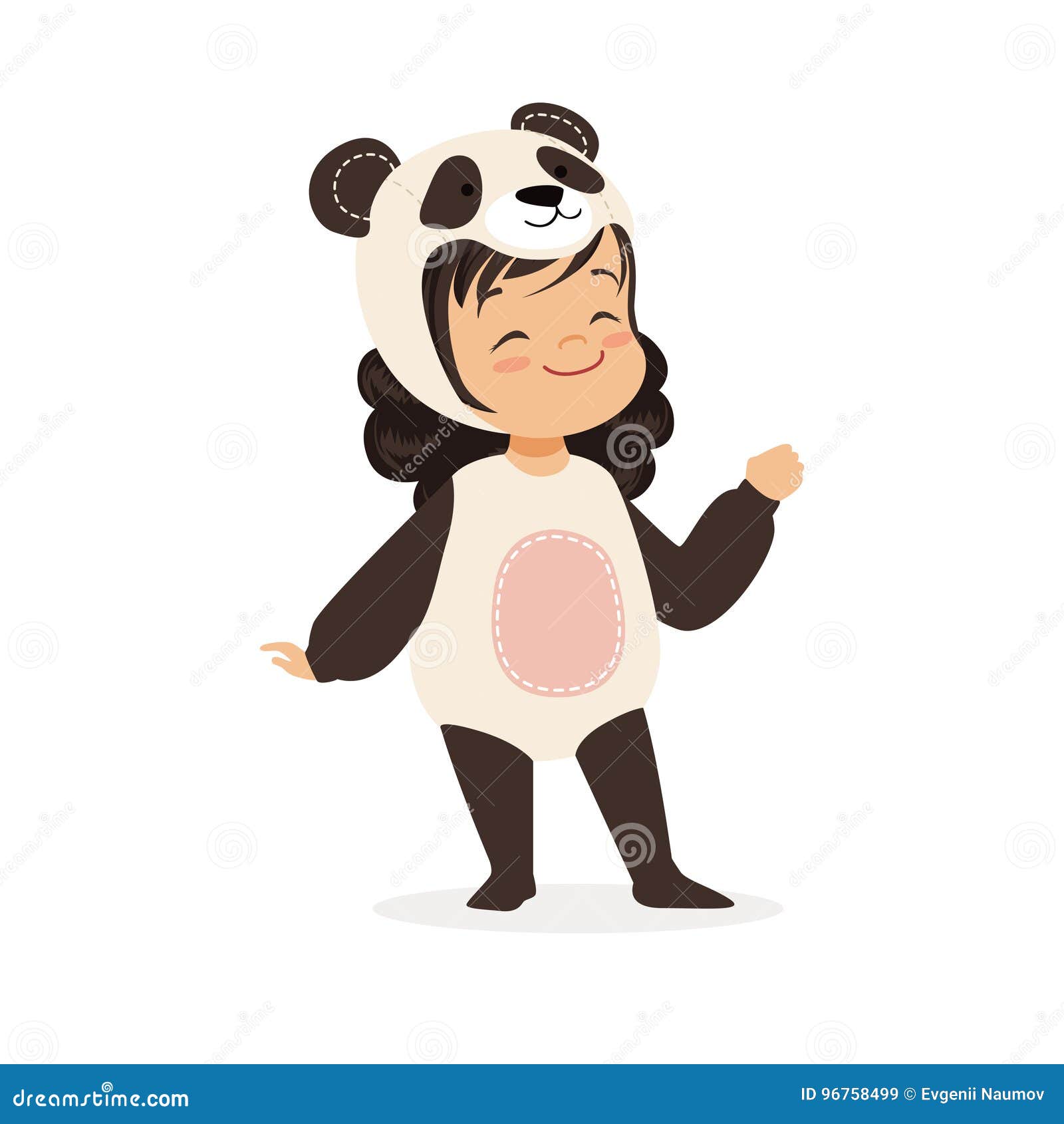 menino bonito vestindo fantasia de panda. ilustração de desenho