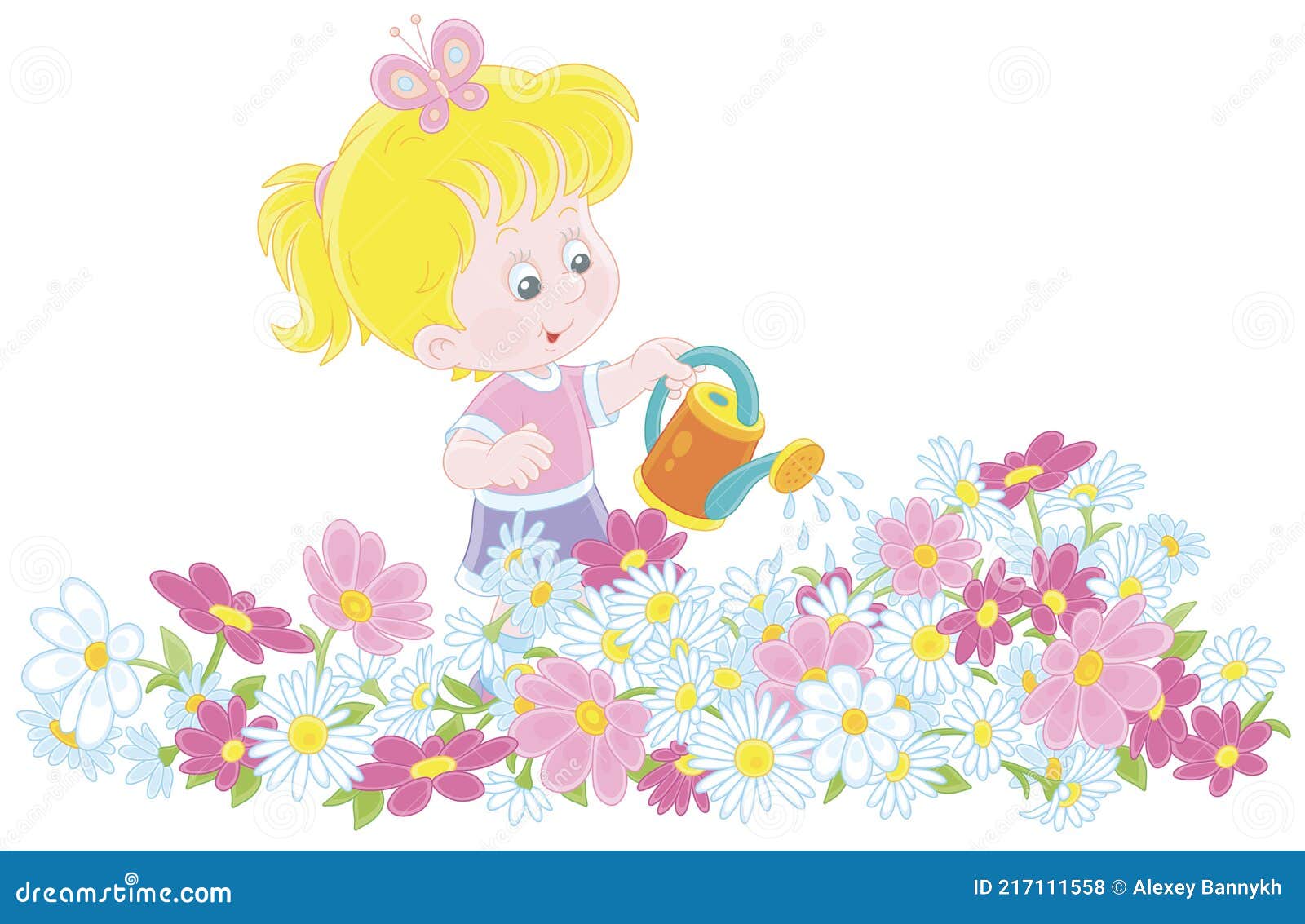 Colorida uma linda ilustração de flor de menina com desenho