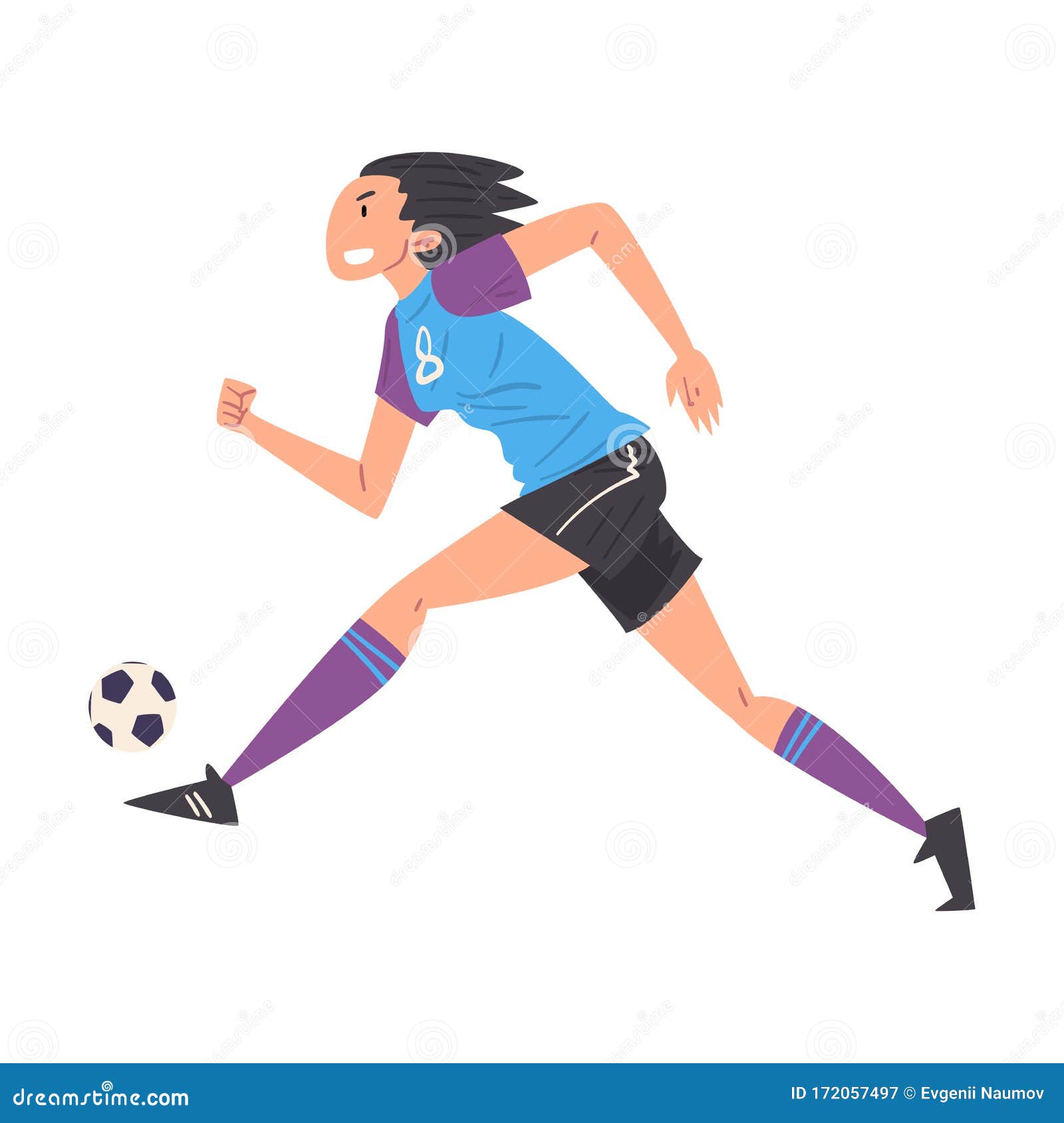 Menina Jogando Futebol Ilustração Colorida Dos Desenhos Animados