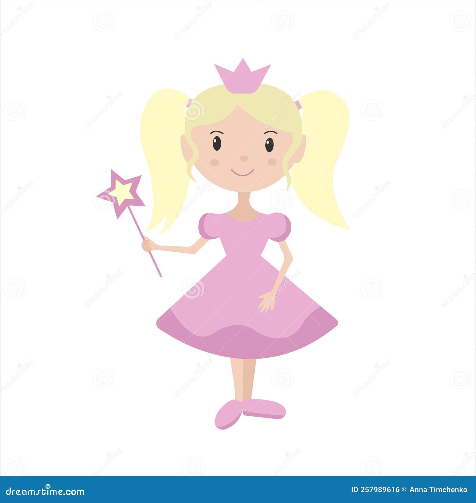 Desenho animado linda princesa em vestido rosa