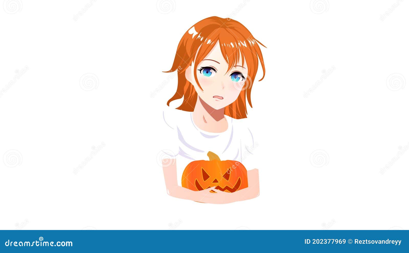 Linda bruxa segurando abóbora de halloween em estilo anime