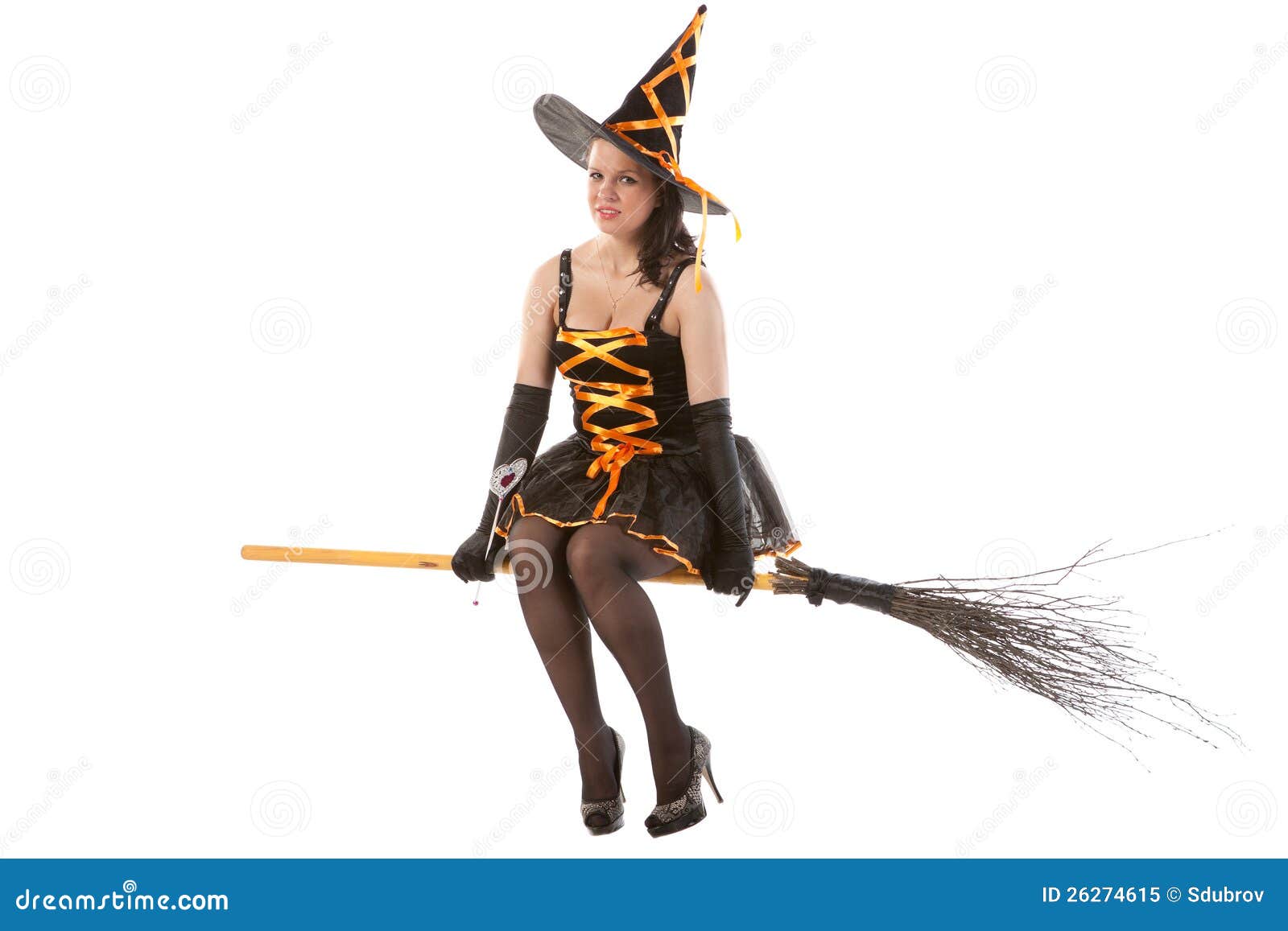 A Menina sexy Na Bruxa De Halloween Voa Na Vassoura Imagem de Stock -  Imagem de vôo, atrativo: 26274615