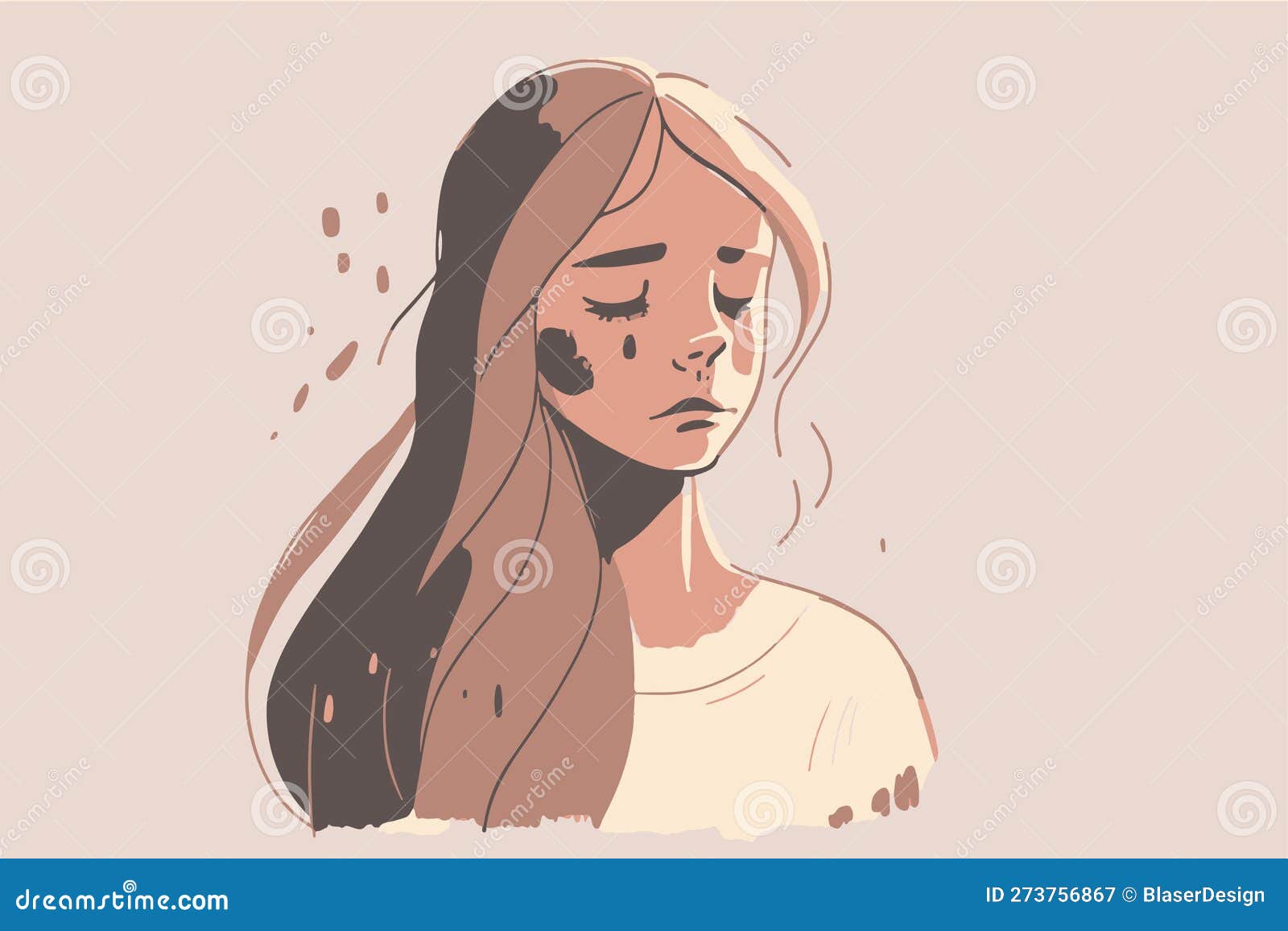 Menina Triste. Mulher Chorando. Arte Vetorial De Pessoa Deprimida. Desenho  Desenhado à Mão Do Personagem De Desenho Animado Foto de Stock - Imagem de  luto, sozinho: 273756860
