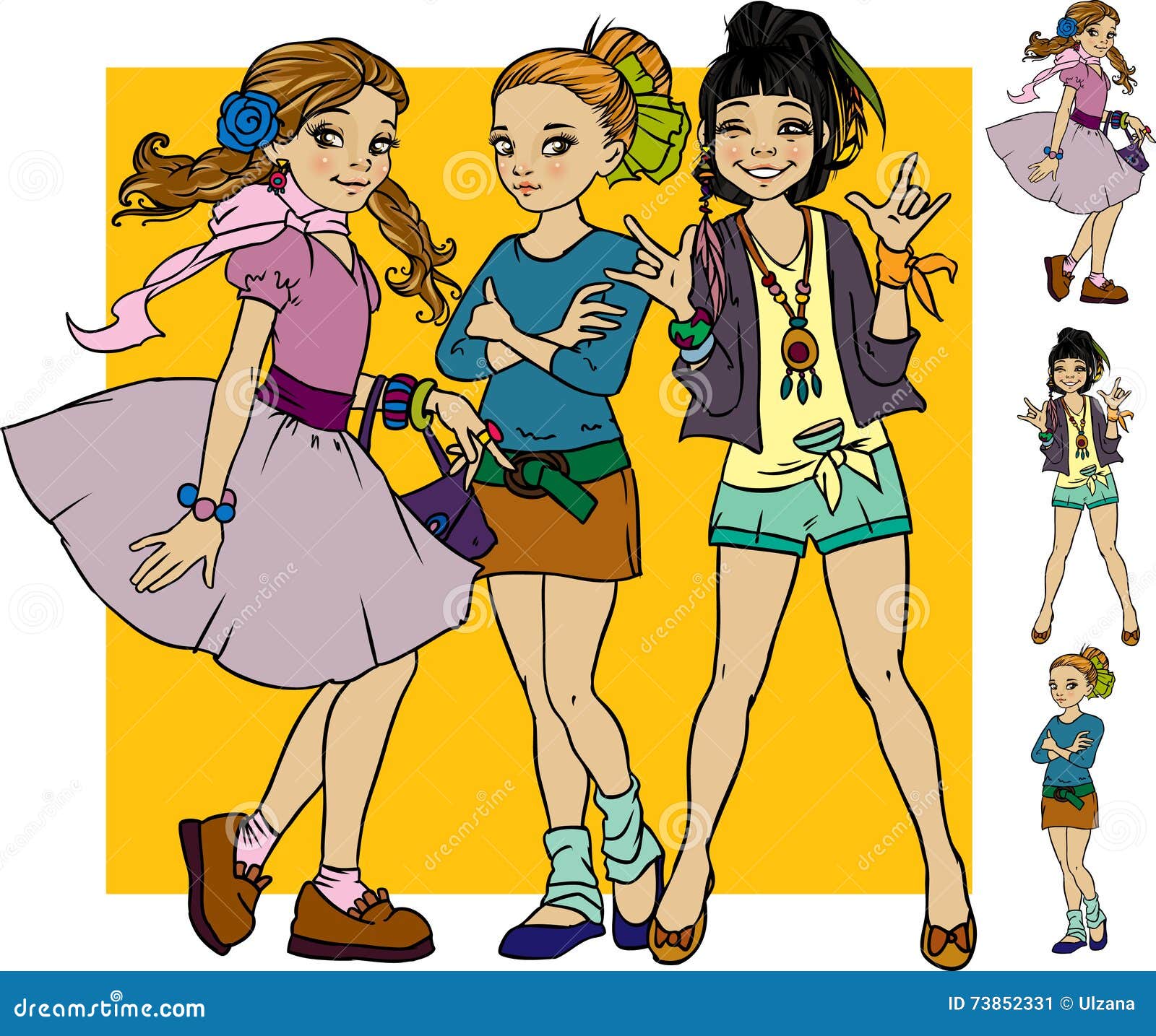 Meninas Bonitas Dos Desenhos Animados Ilustração do Vetor - Ilustração de  compras, beleza: 73852331