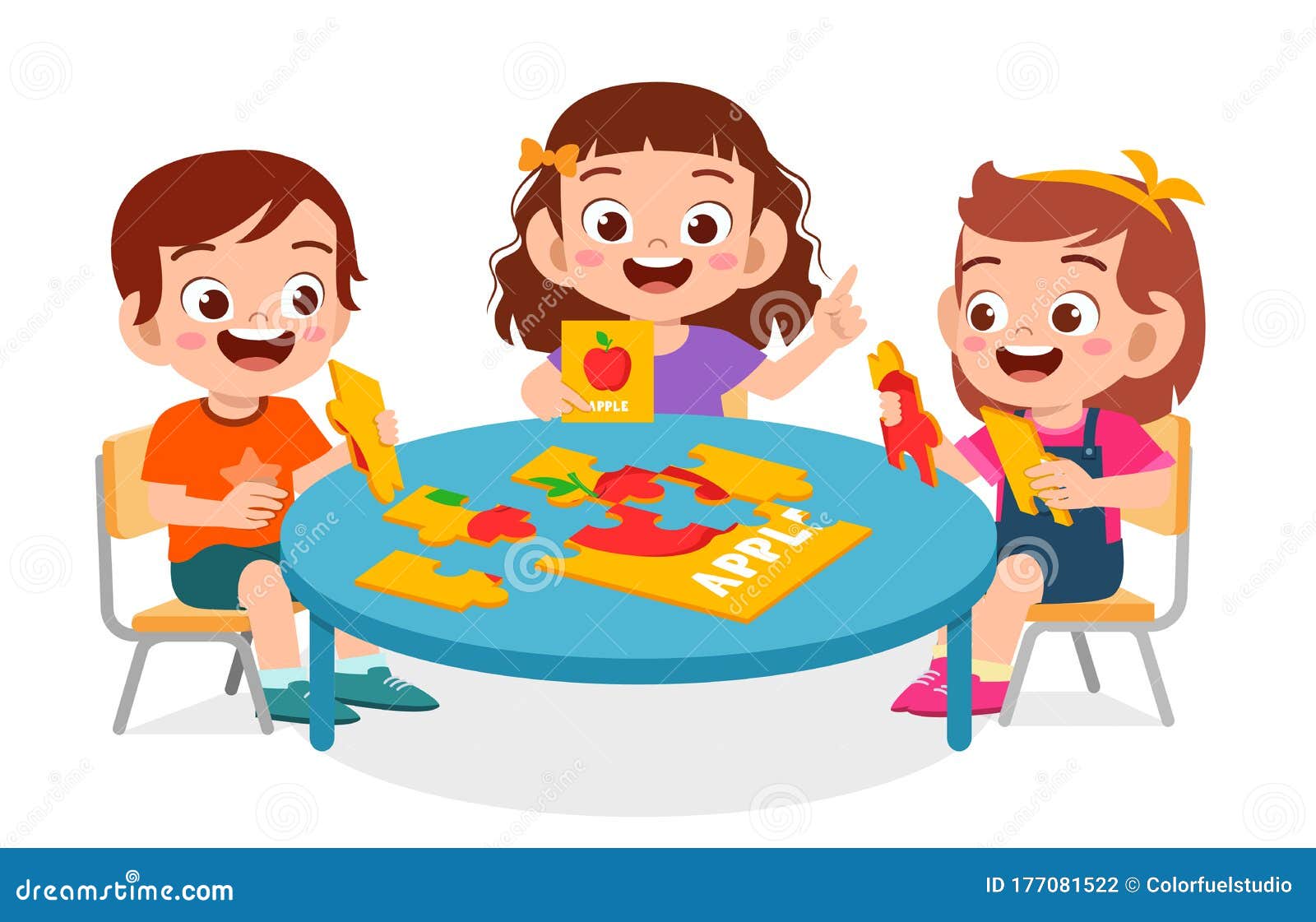 Quebra-cabeça de menino e menina jogar juntos vector quebra