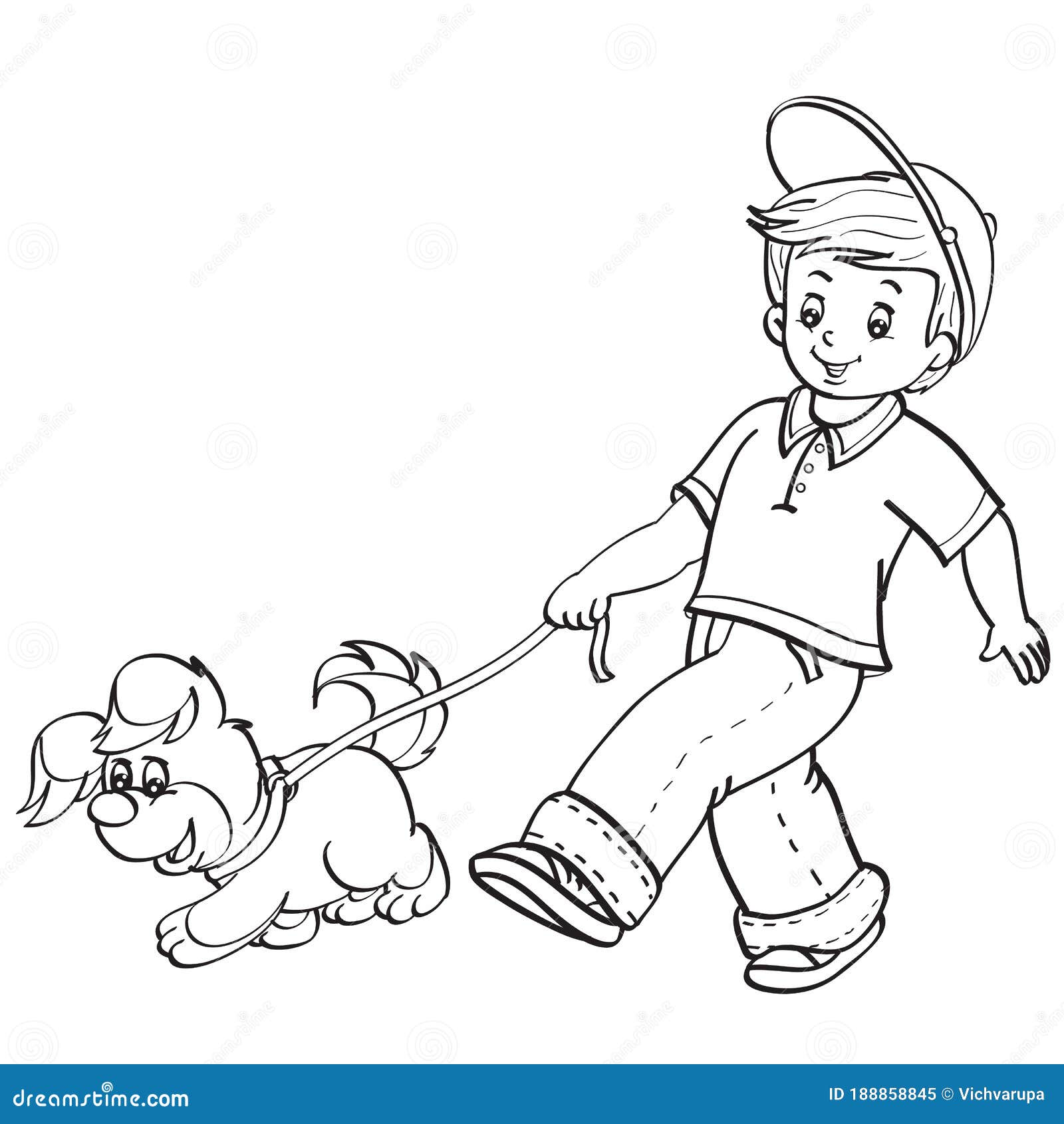 Desenho de Menina com Seu Cachorro de Estimação para colorir
