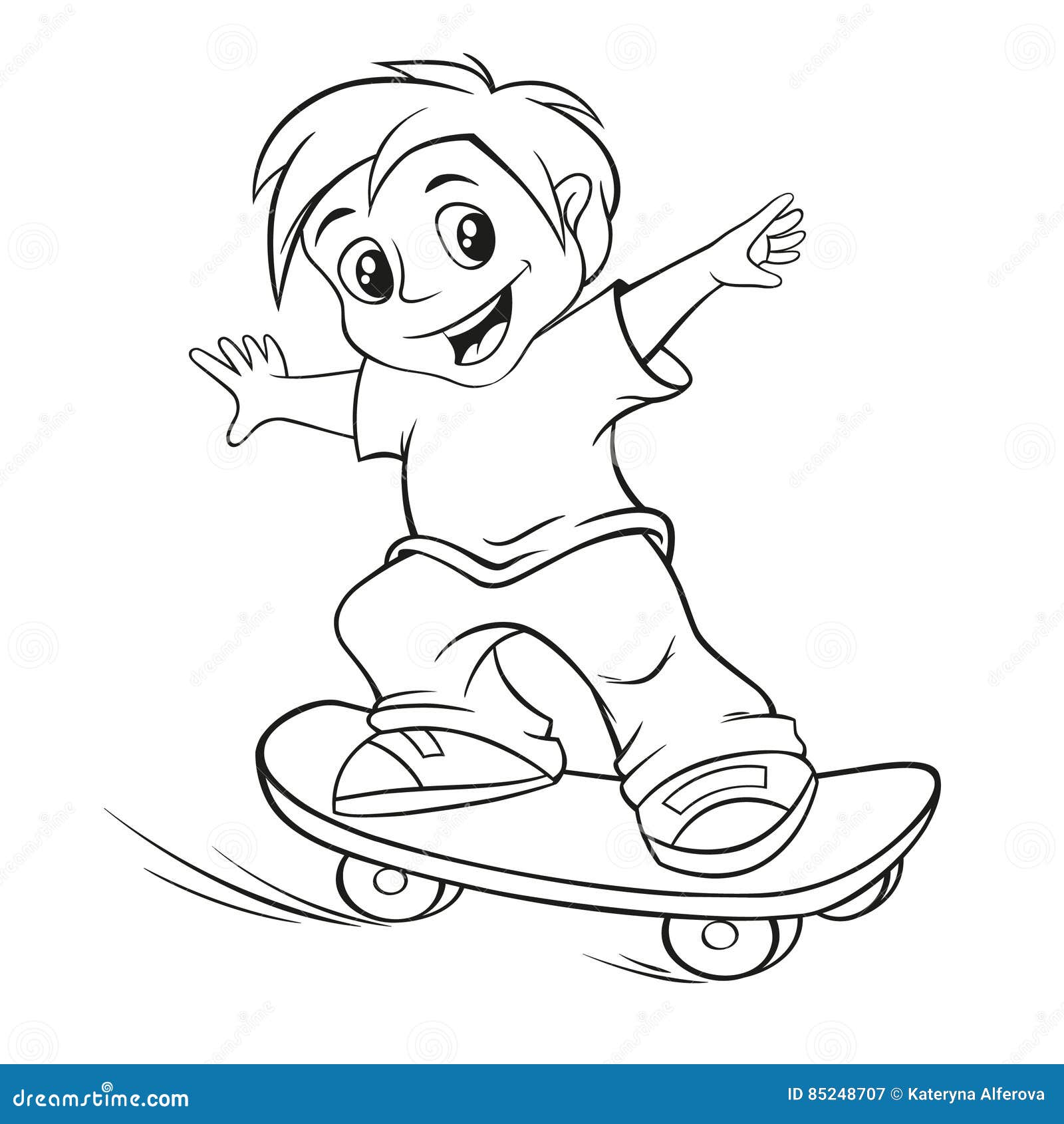 Skate Do Livro Para Colorir Estilo Dos Desenhos Animados Clipart