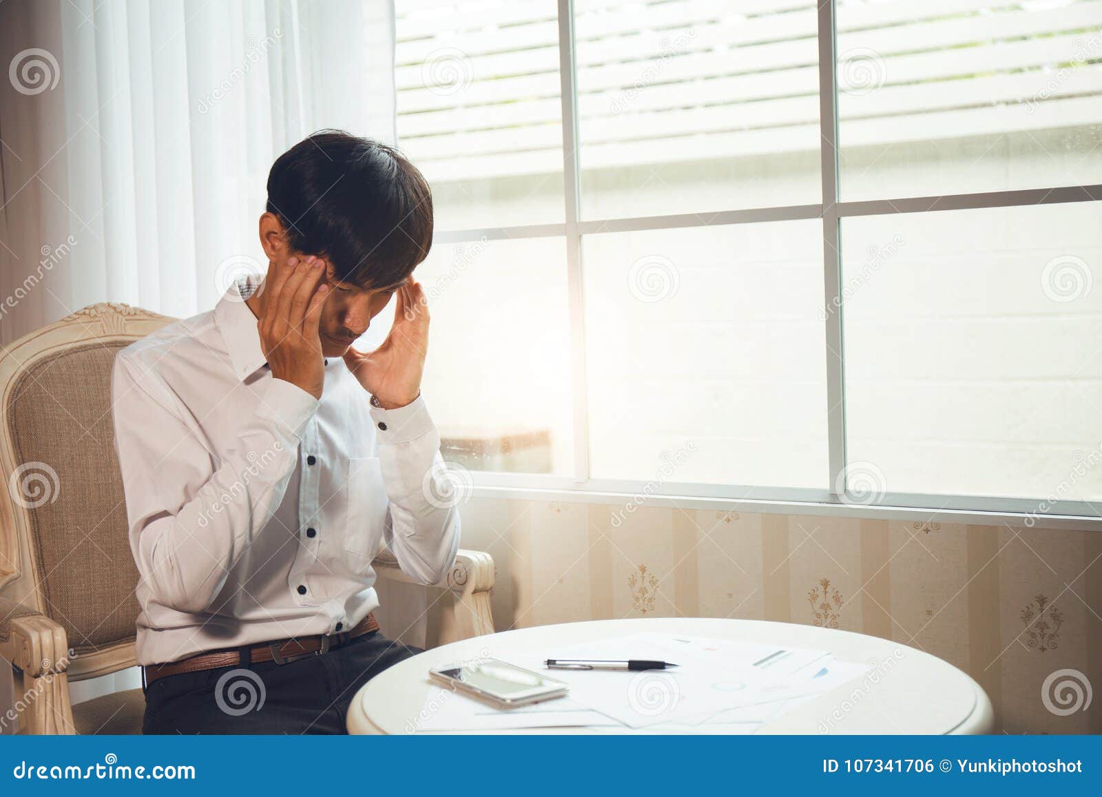Menopausal Men are Suffering from Headaches Stock Photo Image of busy