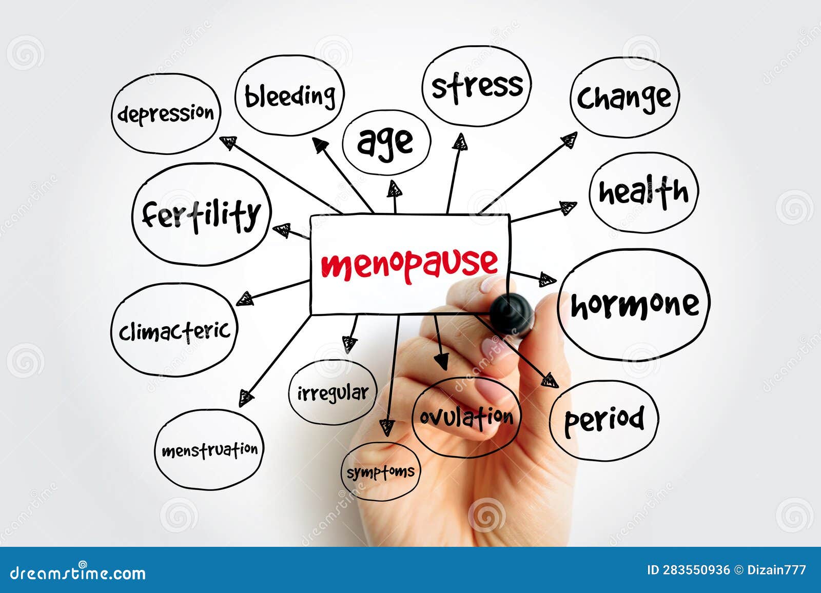 Menopause Mind Map, Health Concept for Presentations and Reports Stock