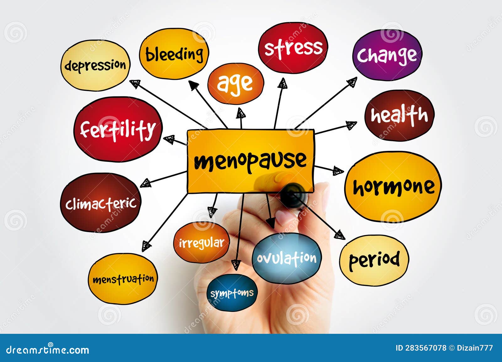 Menopause Mind Map, Health Concept for Presentations and Reports Stock