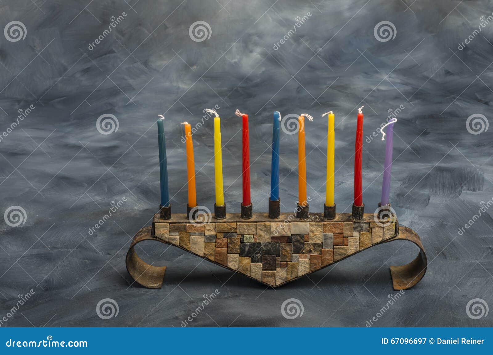 Menorah With Burning Candles For Hanukkah Stock Image Image of