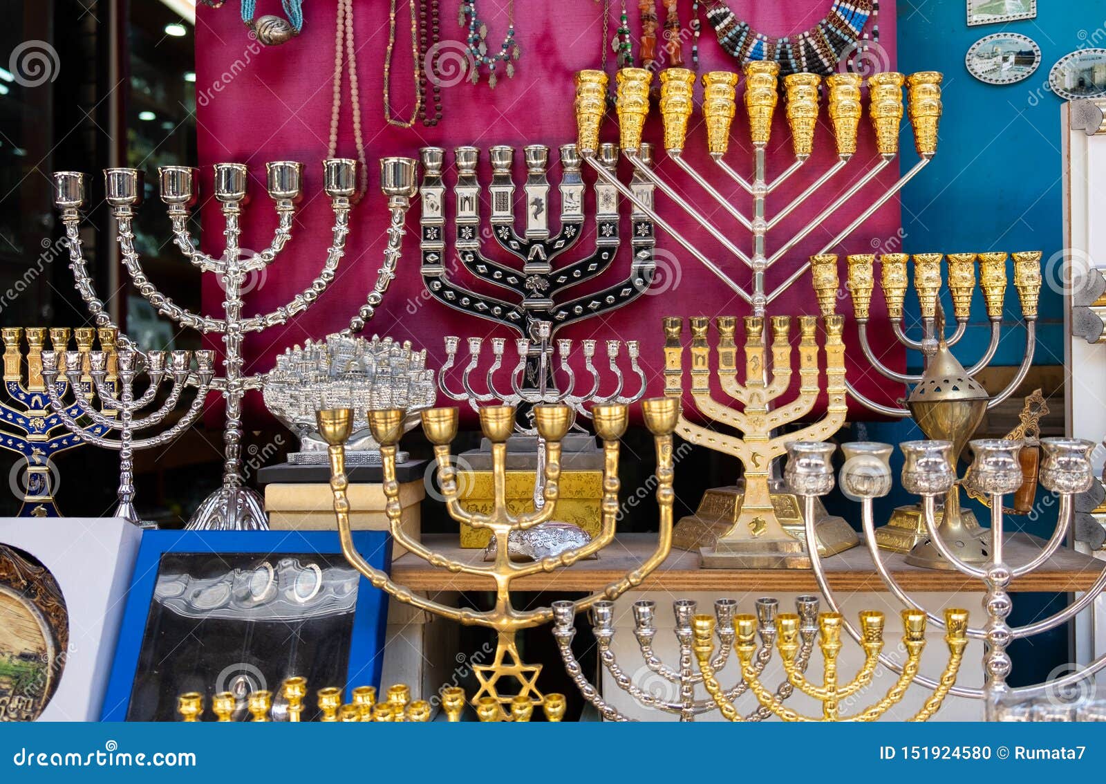 Menorah, A Seven-lamp Candelabrum Used In Contemporary Jewish Temples, For Sale At Old Market ...