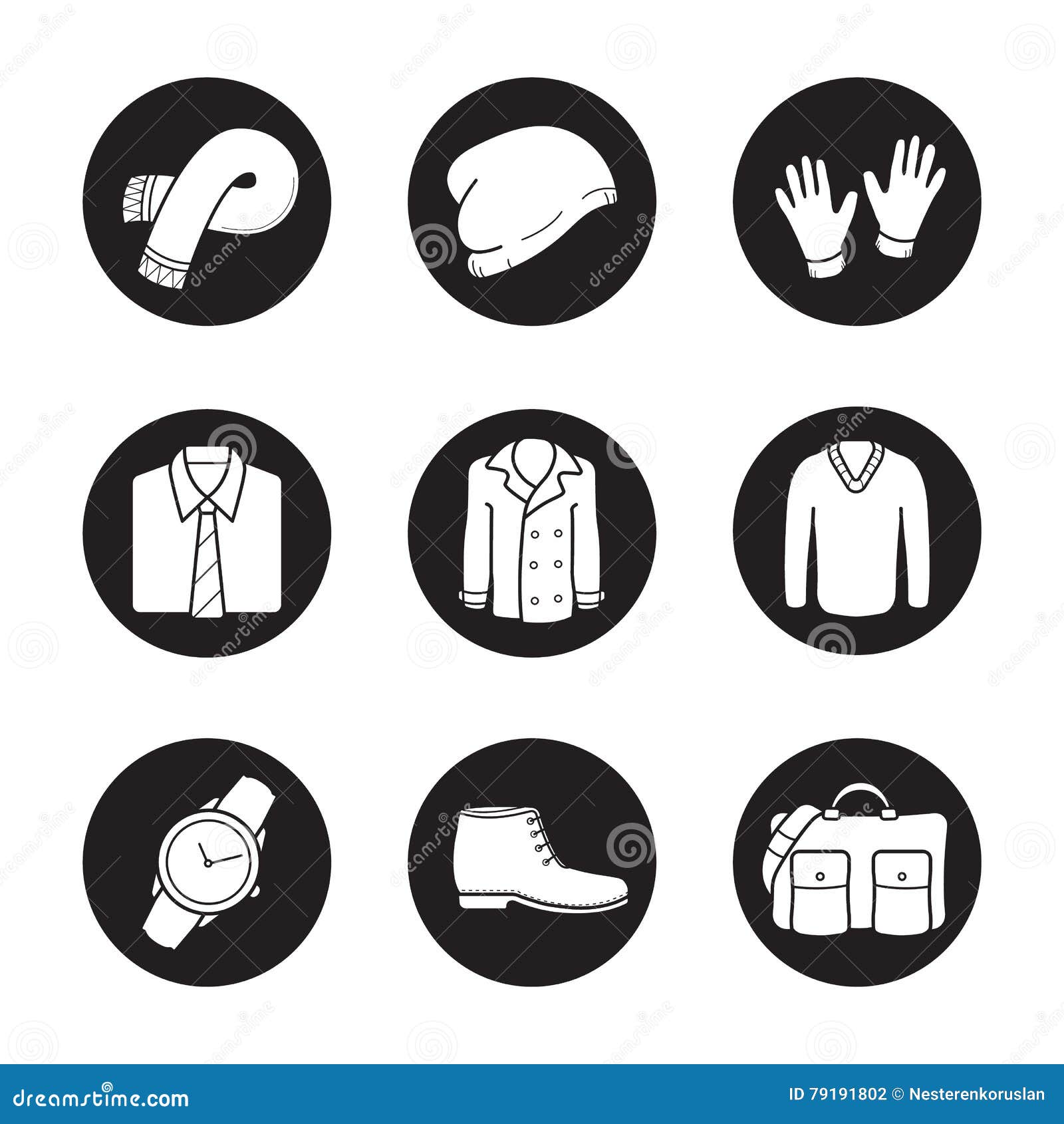 Mens Clothes and Accessories Icons Set Stock Vector - Illustration of  objects, dress: 79191802