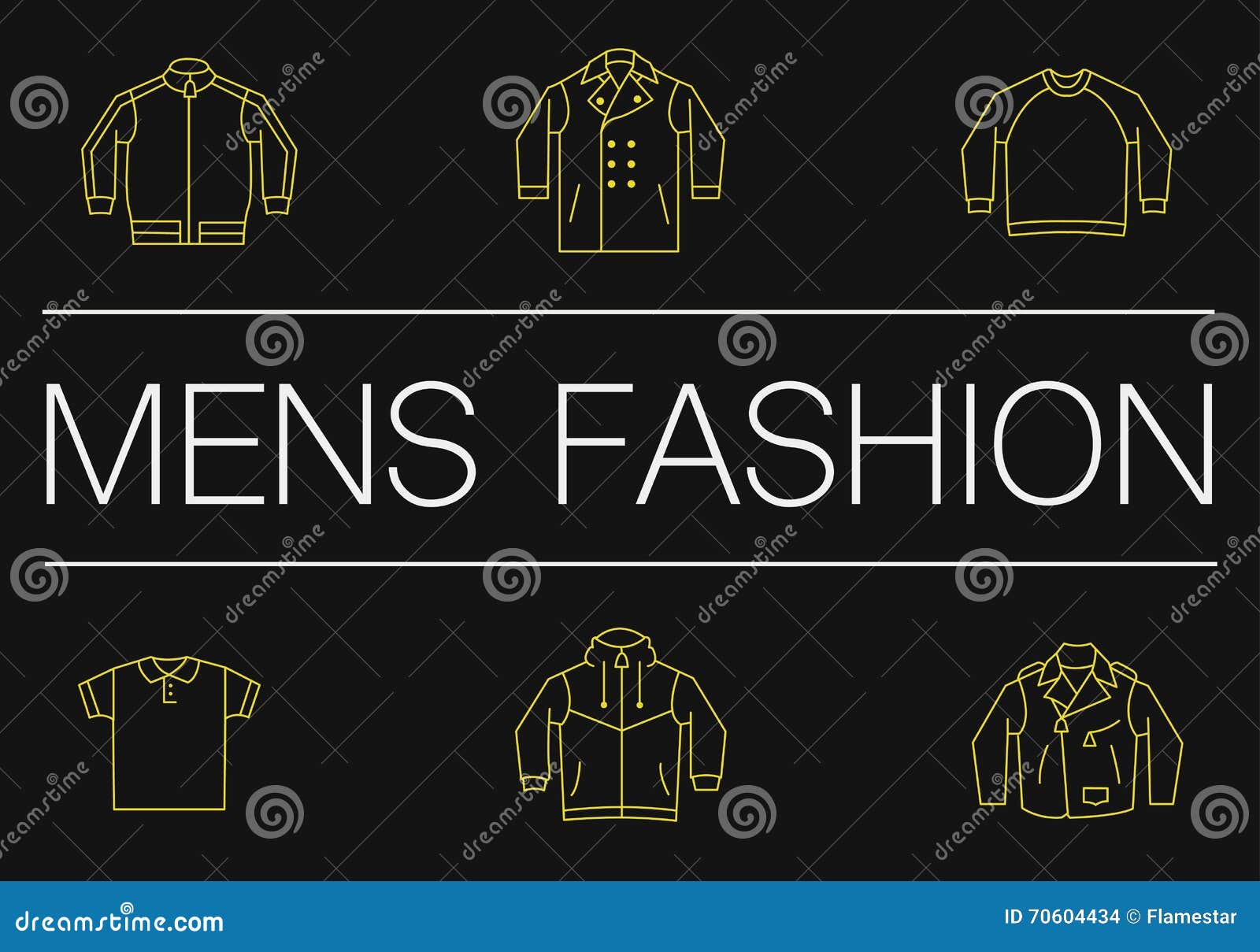 Mens Fashion Thin Line Banner on the Black Stock Vector - Illustration of  monochrome, isolated: 70604434