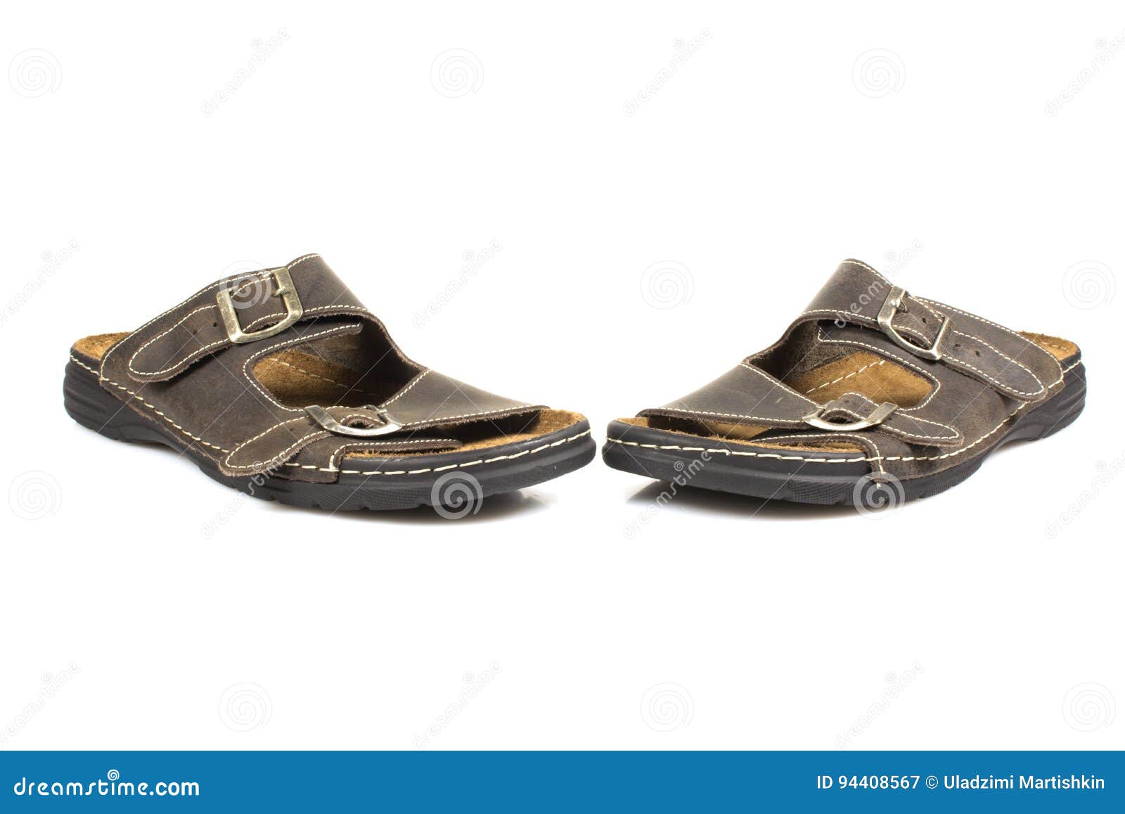 Mens leather Slippers stock image. Image of brown, leather - 94408567