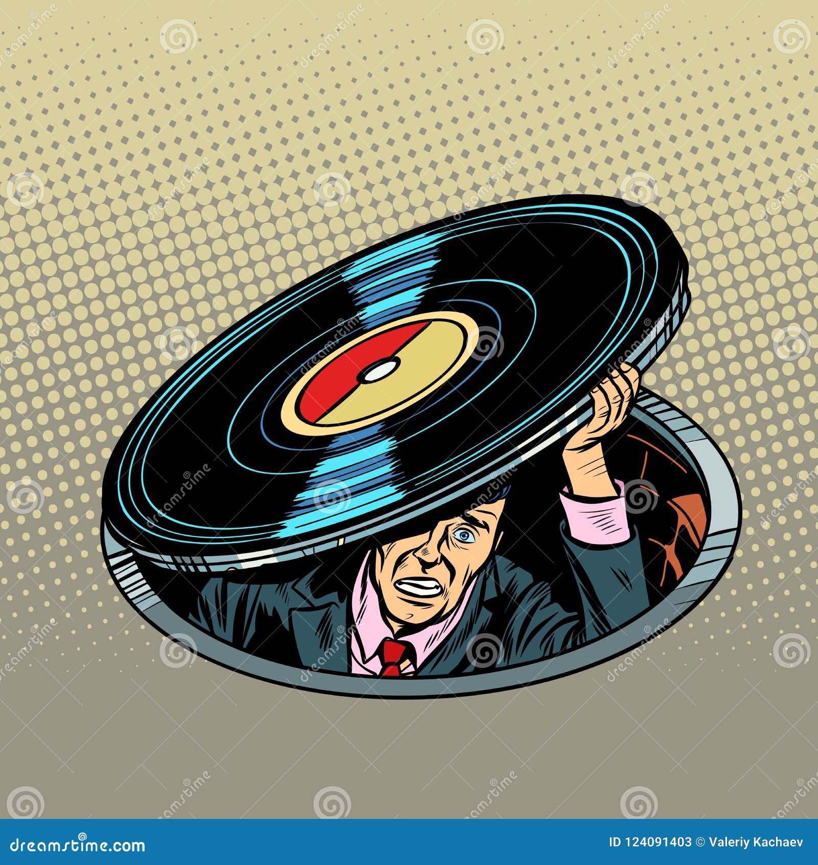 maagd uitvinden cel Mens Onder Vinyl Muziek En Audio Vector Illustratie - Illustration of  mengeling, etiket: 124091403