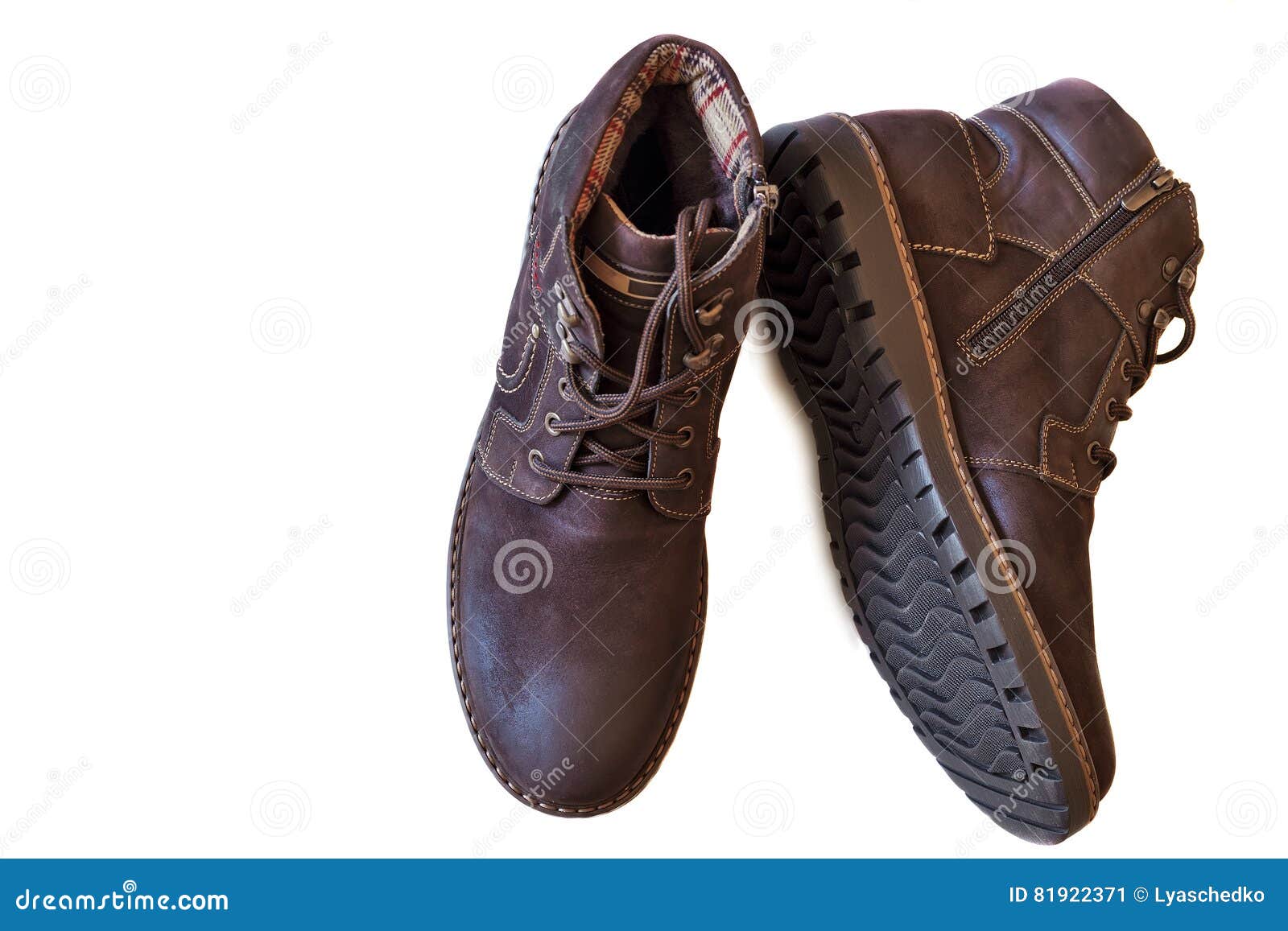 Mens Shoes for Winter on a White Background. Stock Image - Image of ...