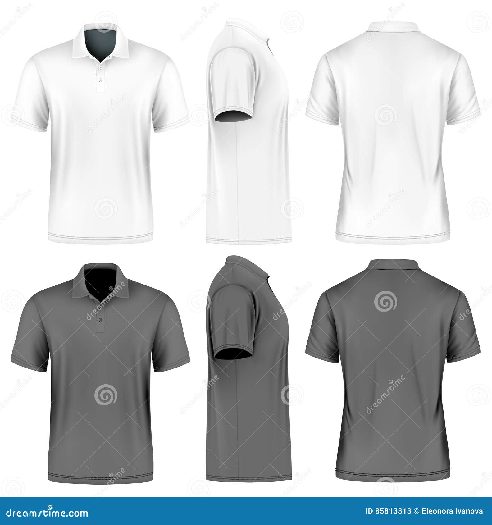Front, Back And Side Views Of Polo-shirt. Vector Vector Illustration ...