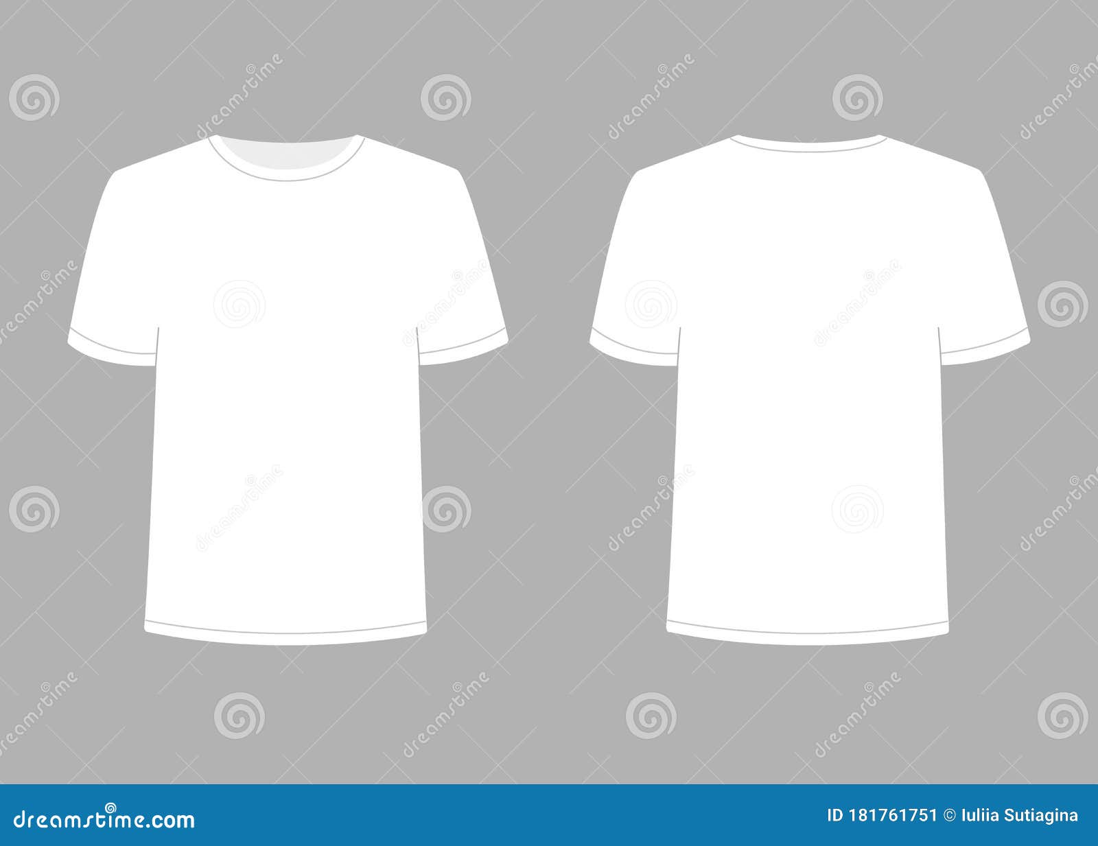 Mens White T-shirt with Short Sleeve. Shirt Mockup in Front and Back ...