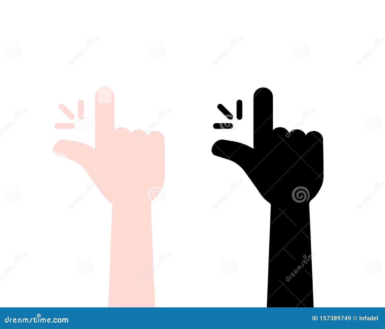 Menselijke Hand Een of Een Makkelijk Gebaar Vector Illustratie - Illustration of signaal, herinneren: 157389749