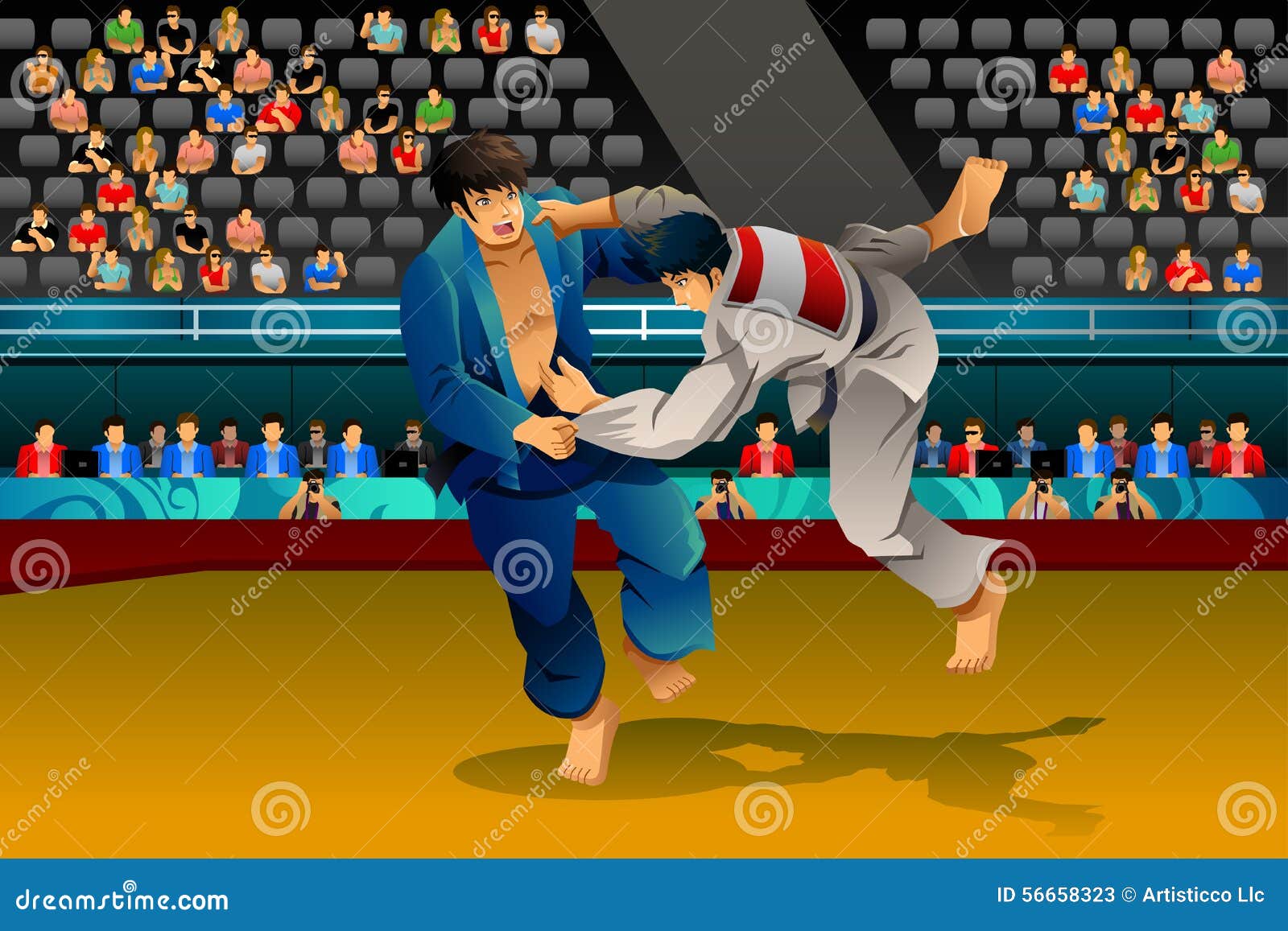 Mensen Die Judo in Concurrentie Doen Vector Illustratie Illustration