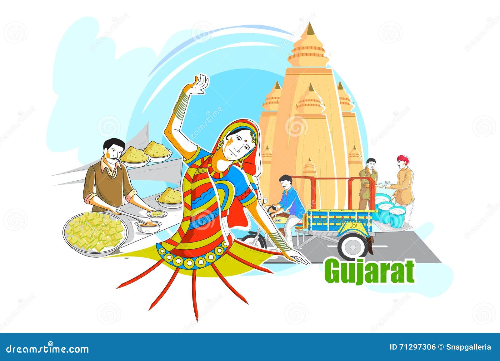 Mensen En Cultuur Van Gujarat, India Vector Illustratie Illustration