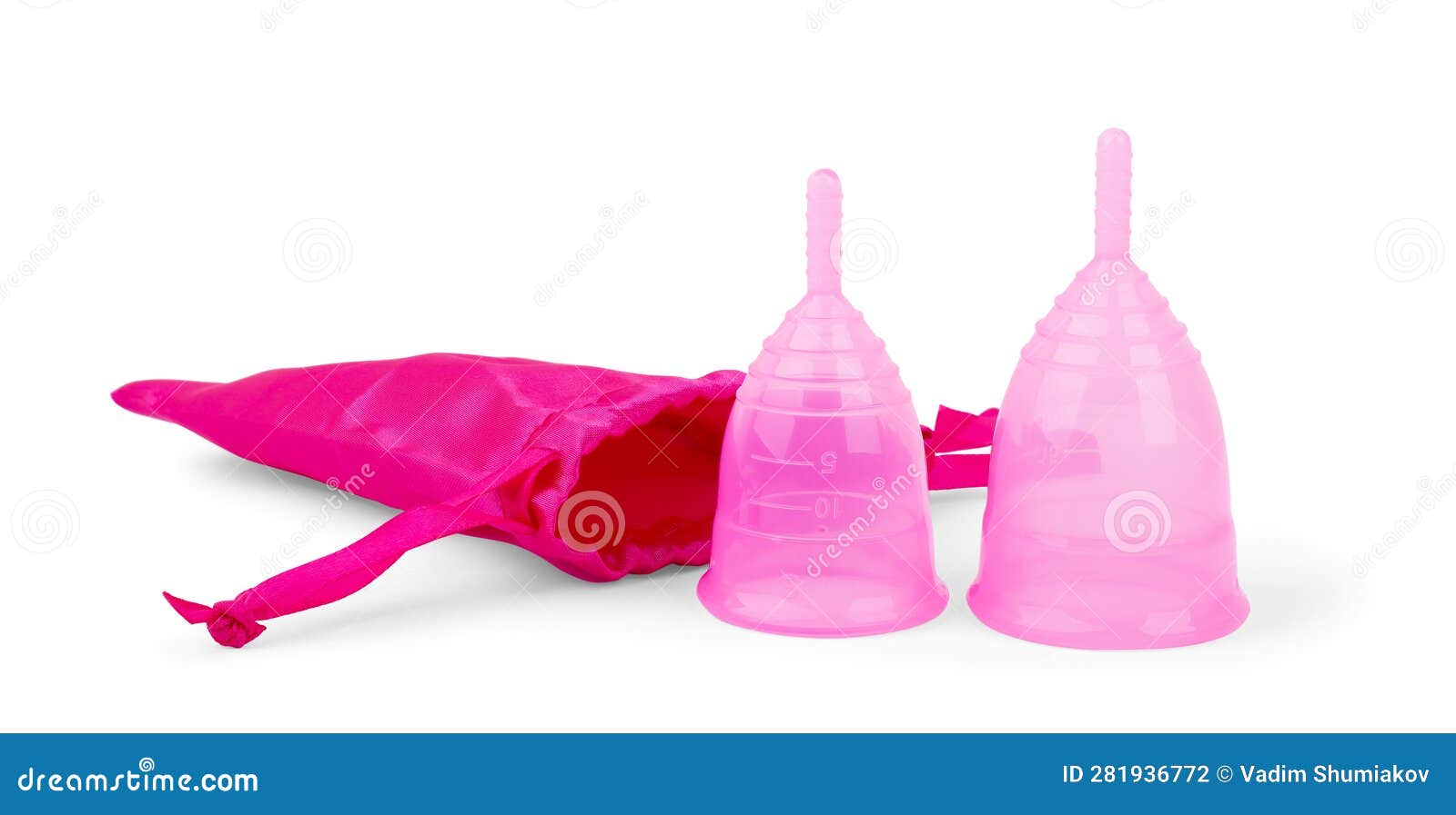 menstrual cup with a bag  on a white background