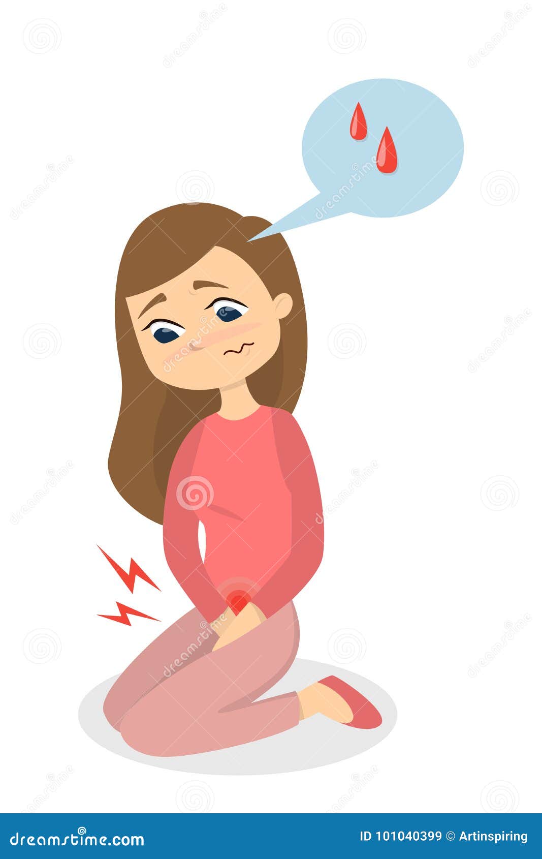 Menstrual Pain Illustration. Stock Vector Illustration of expression
