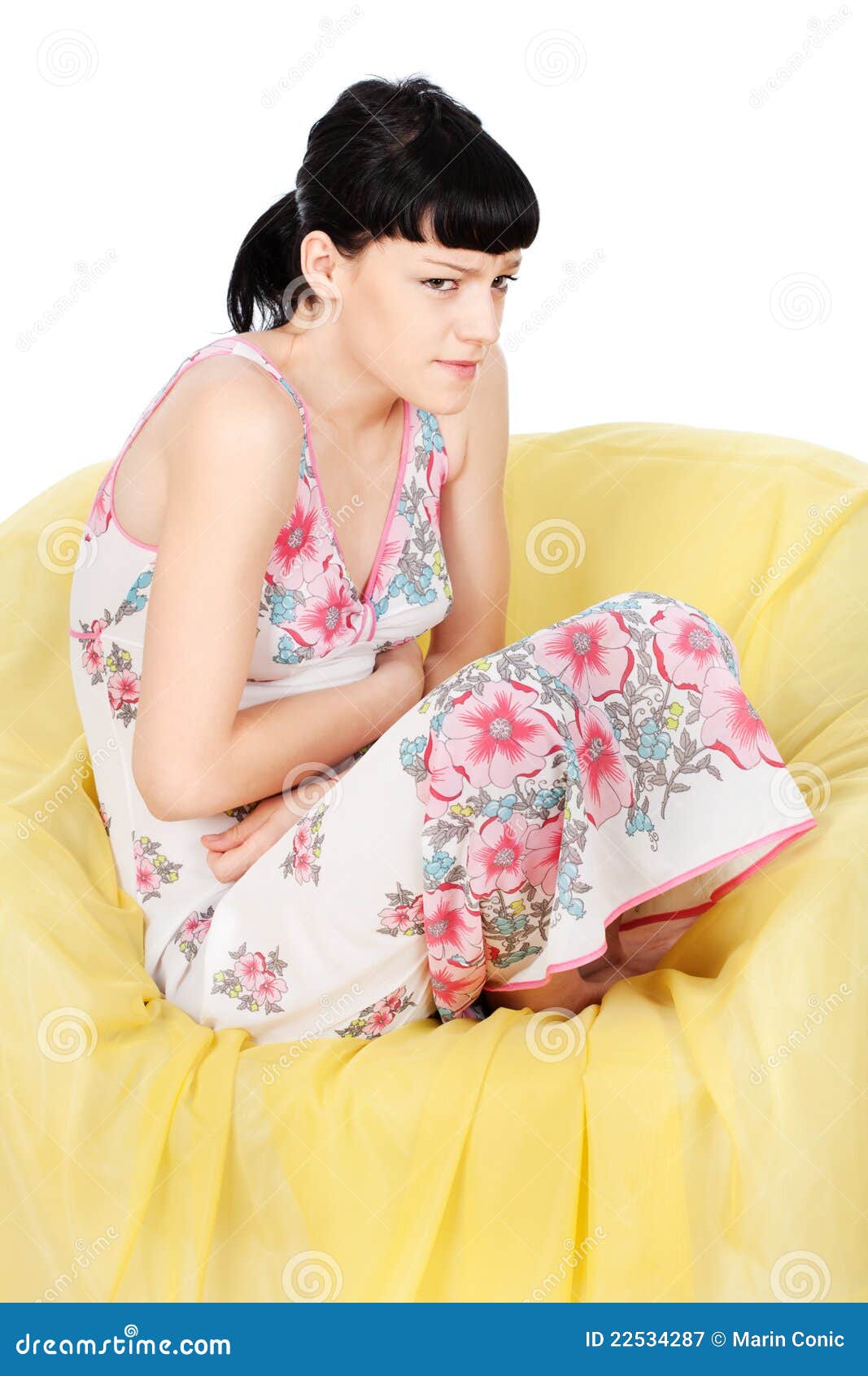 Asian Woman in Undergarments Having Period Pain Stock Photo - Image of  abdoman, beautiful: 21341650