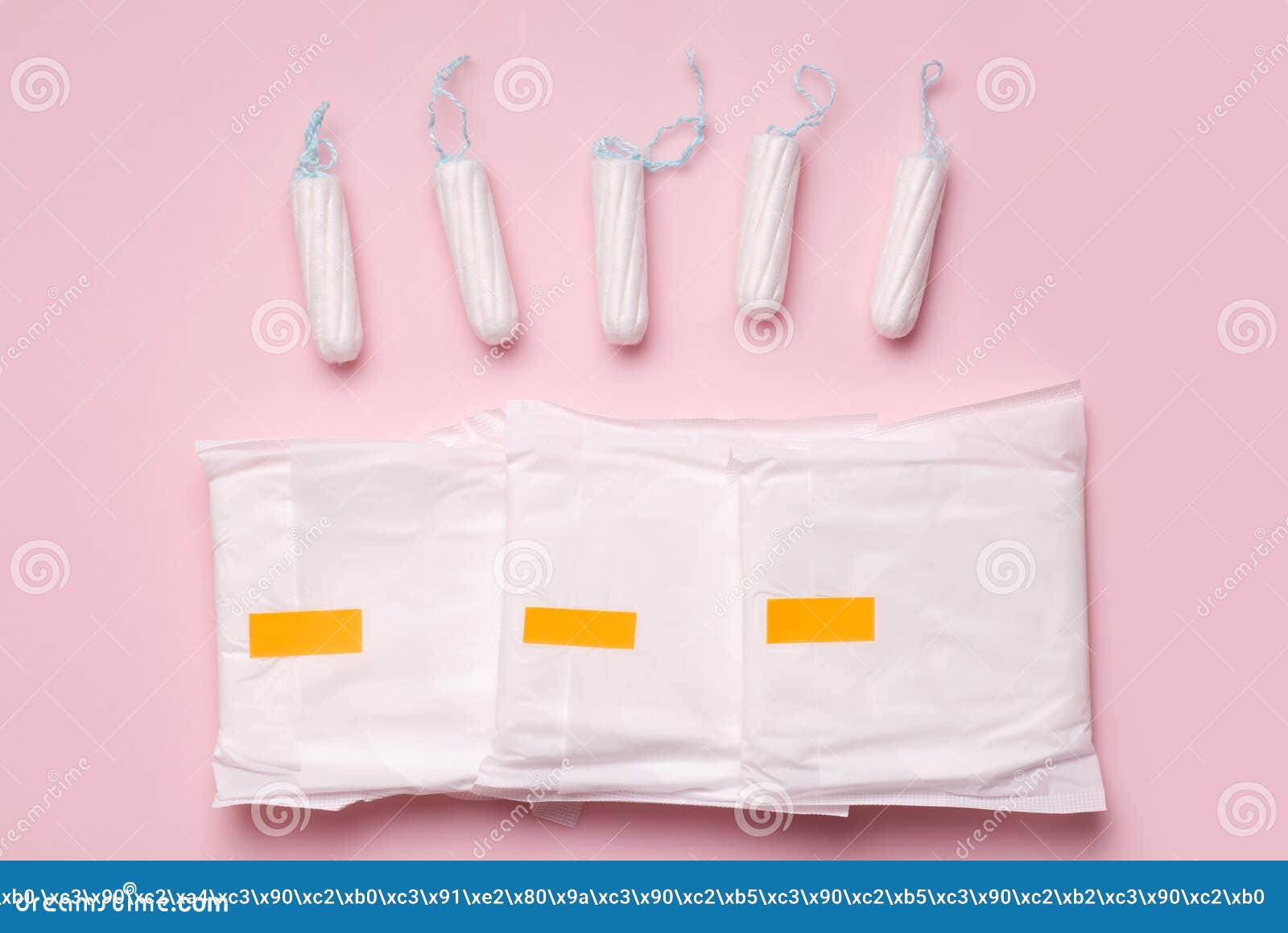 Menstruation Tampons And Sanitary Soft Pads. Woman Hygiene Protection