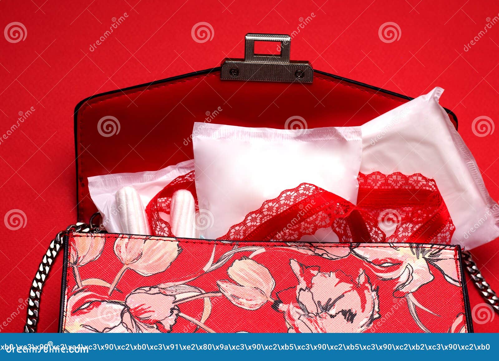 Menstruation in Women. Bag with Pads and Tampons. Stock Image Image