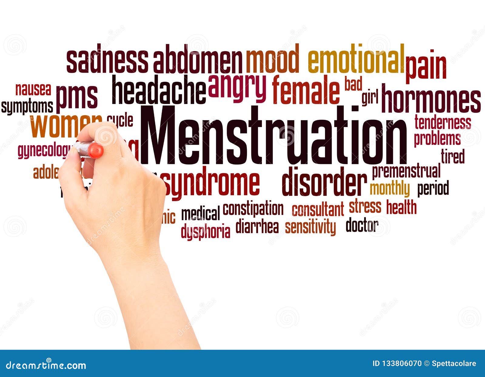 Menstruation Word Cloud Hand Writing Concept Stock Illustration
