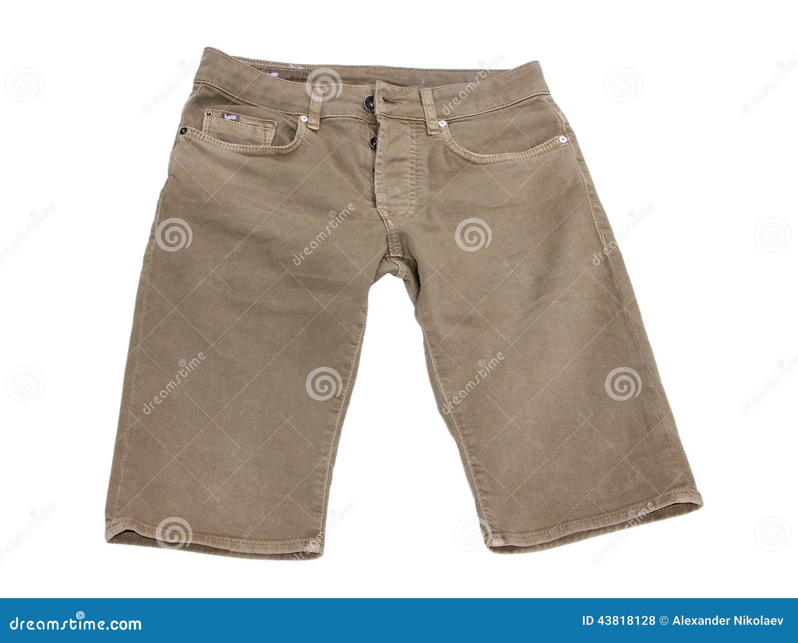 Menswear. Denim Shorts Dark Beige Color Stock Photo - Image of denim ...