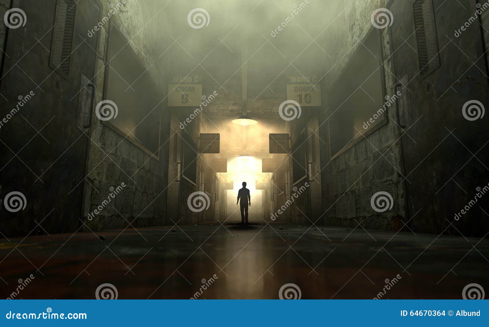 mental asylum with ghostly figure