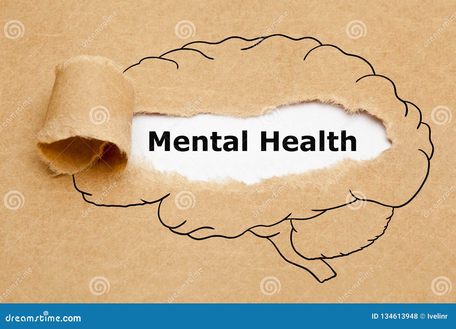 mental health brain torn paper concept
