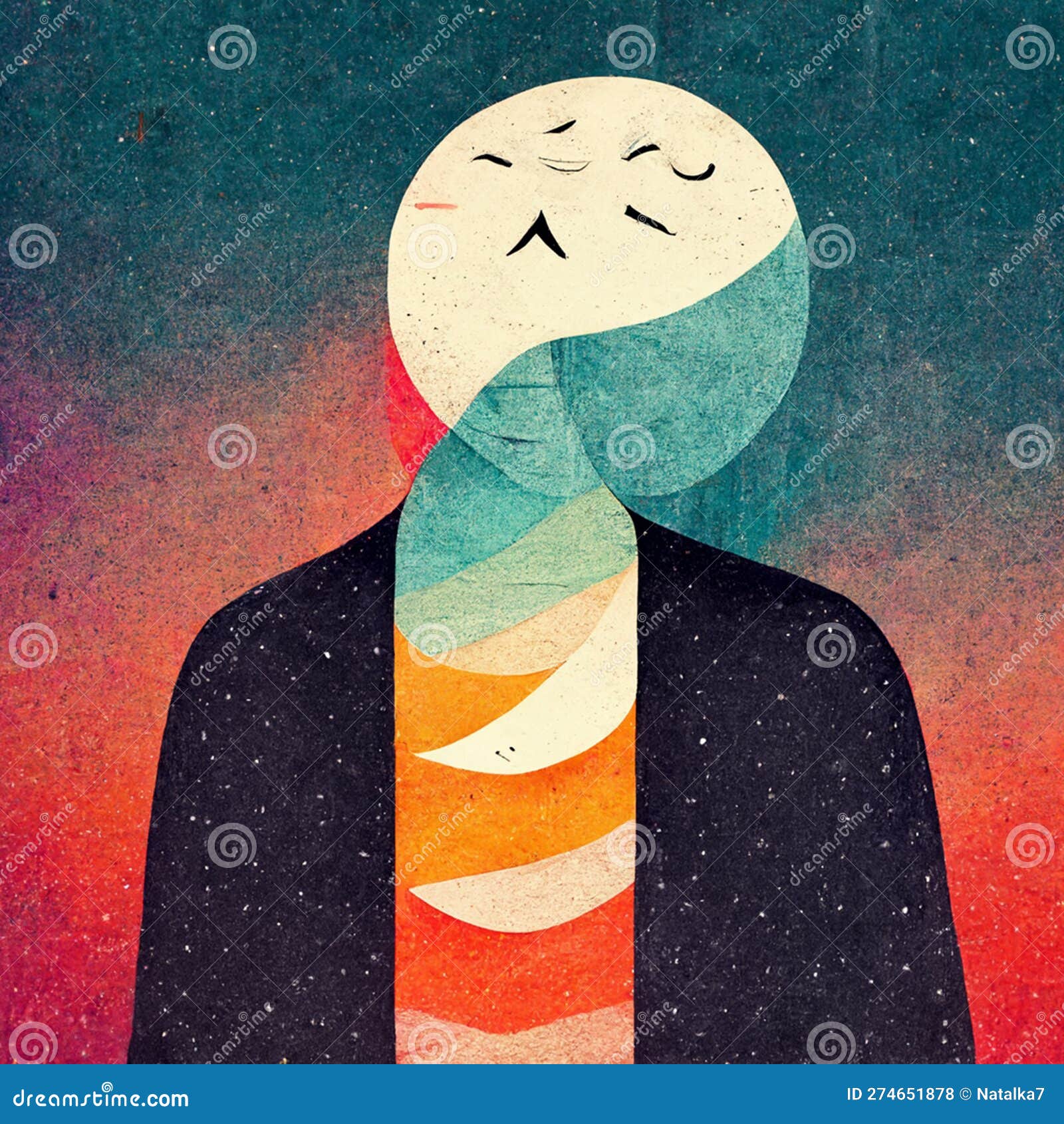 Mental Health Concept Art Idea. Generated by AI Stock Illustration