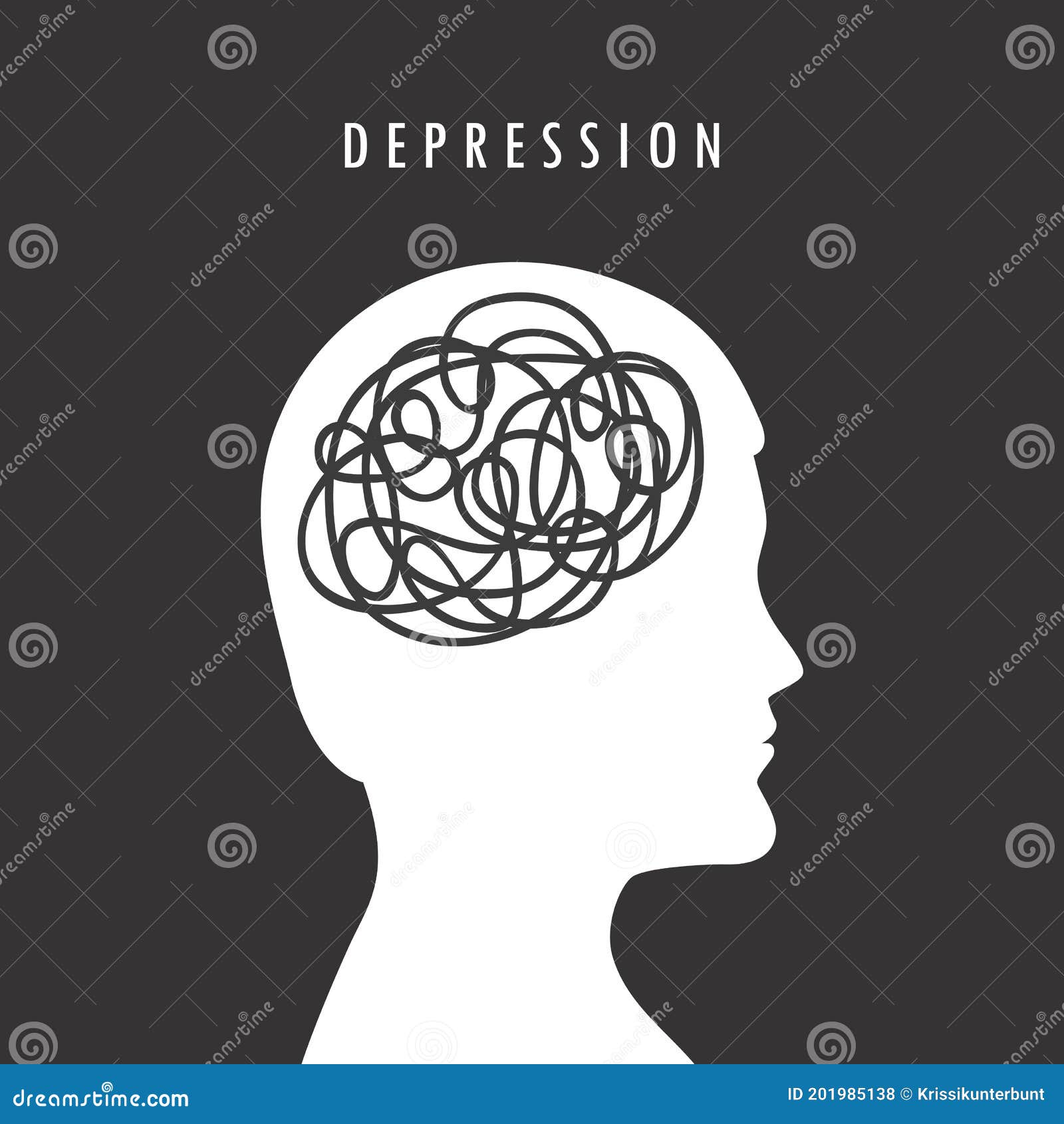 Mental Health Depression Concept Male Head Silhouette Stock Vector ...