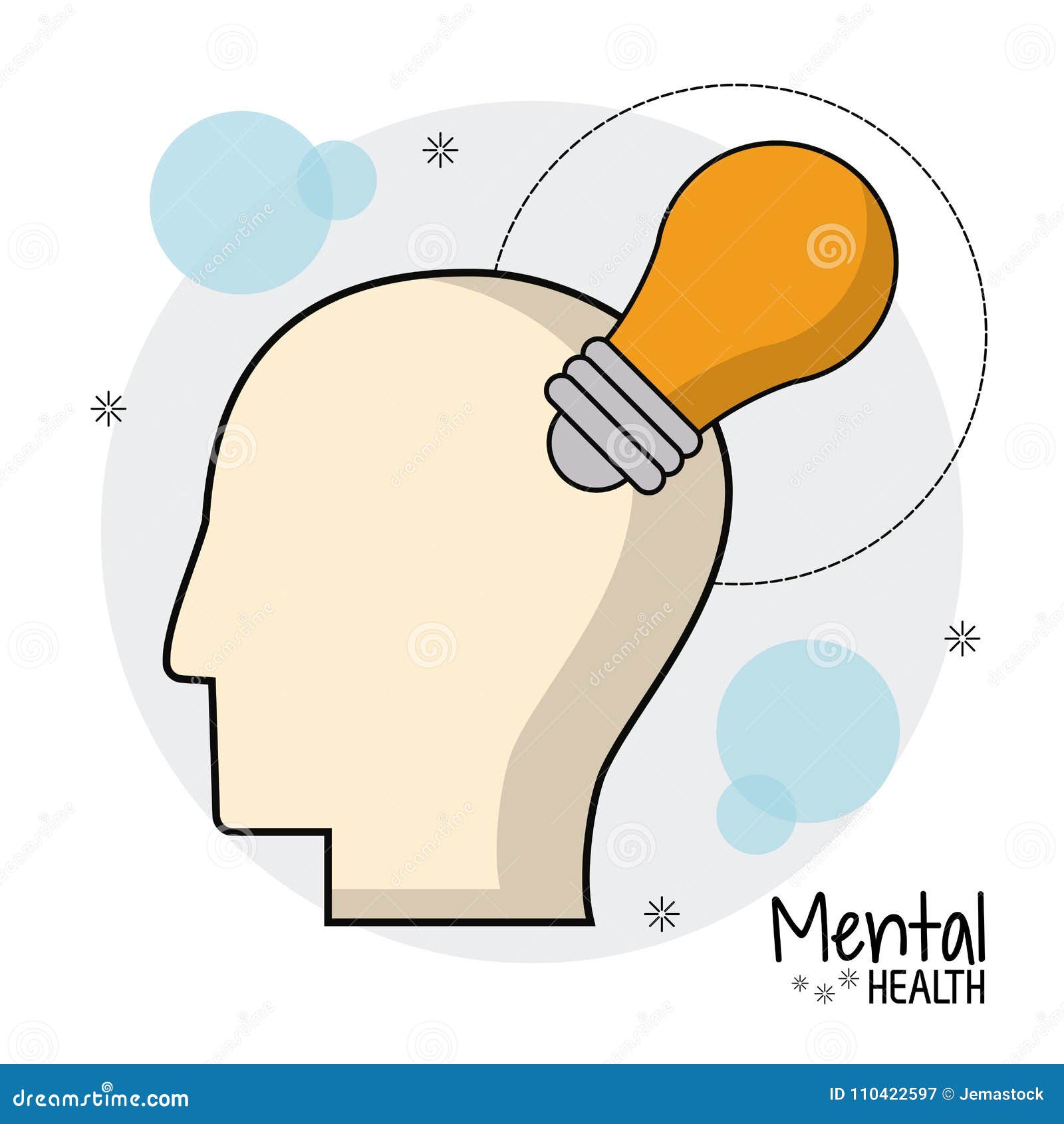 Mental Health Head Bulb Creative Stock Vector - Illustration of