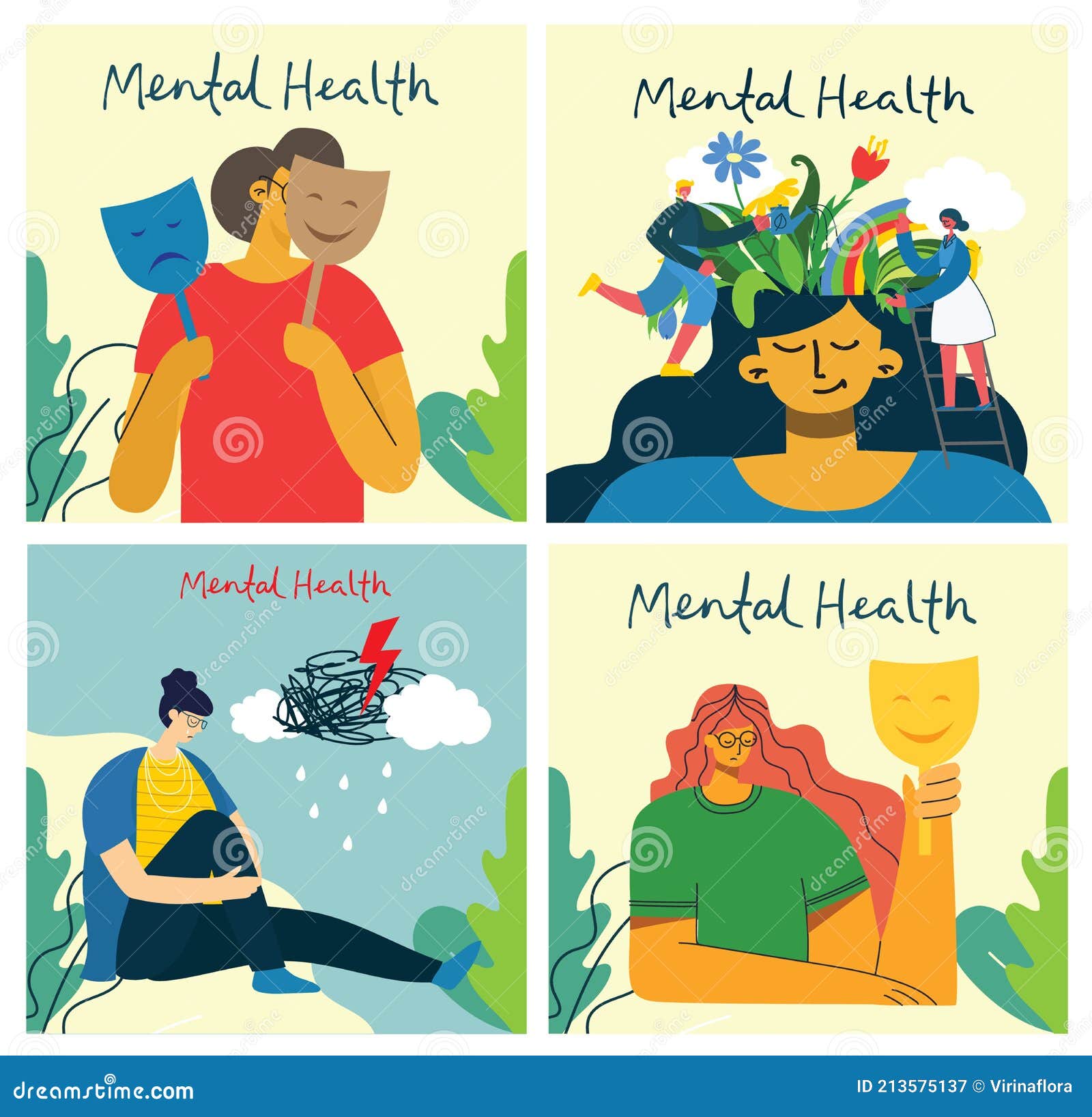 Mental Health Illustration Concept. Psychology Visual Interpretation of