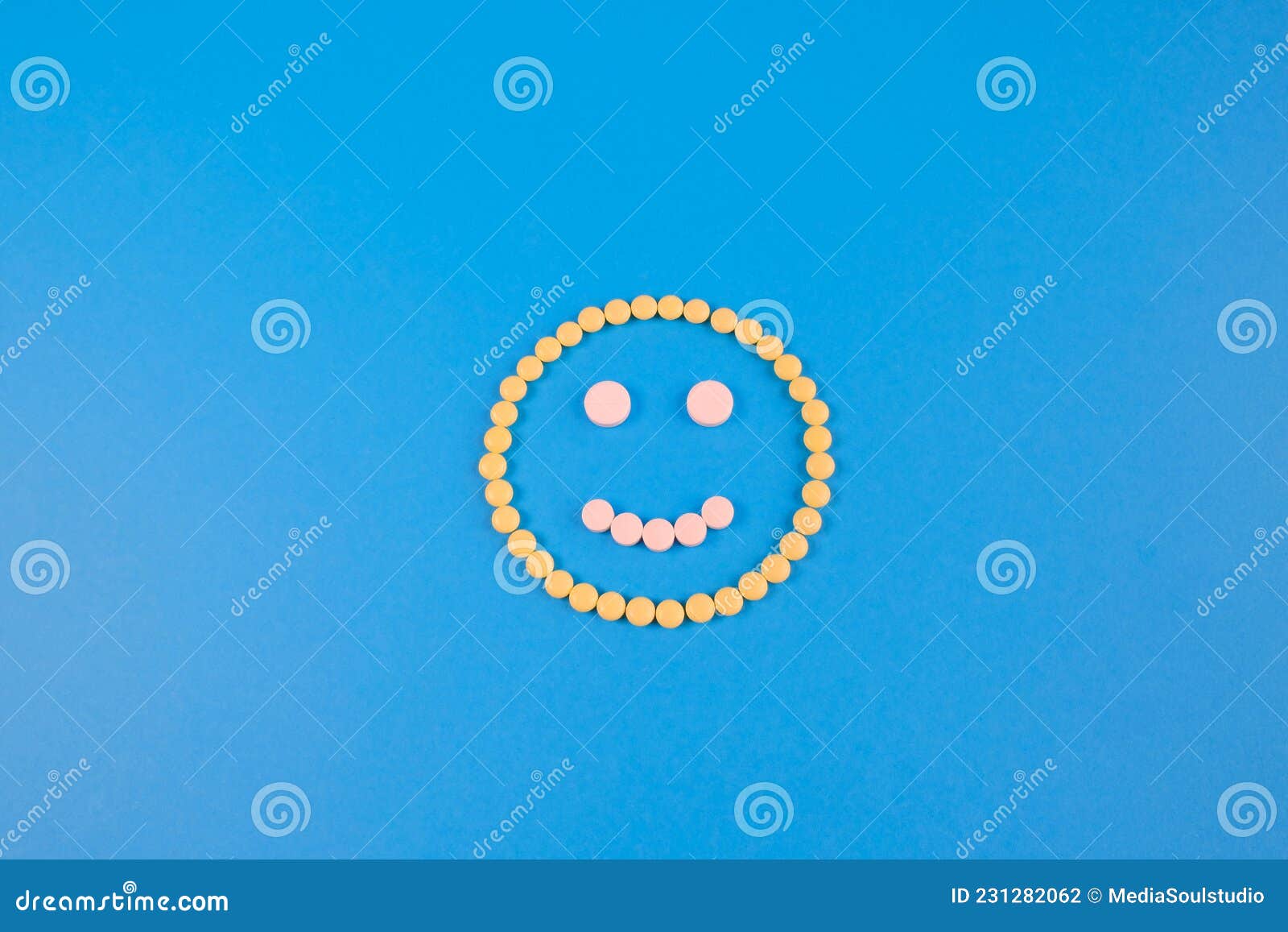 Mental Health. Smiley Face Laid from Yellow and White Pills Stock Photo ...