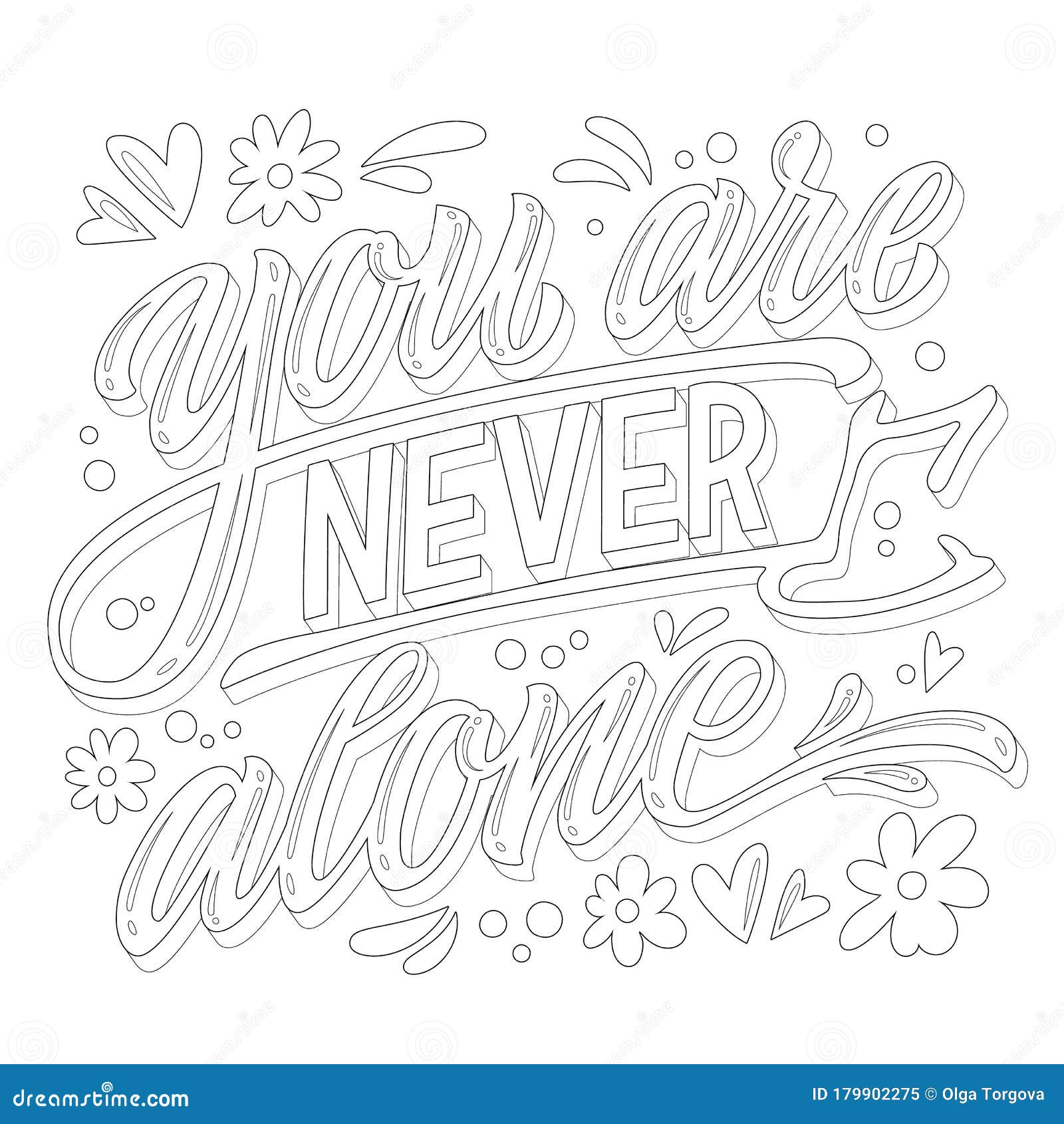 Mental Health Support Lettering Coloring Page You Are Never Alone Stop Depression Typography Concept Stock Vector Illustration Of Depressed Depression 179902275