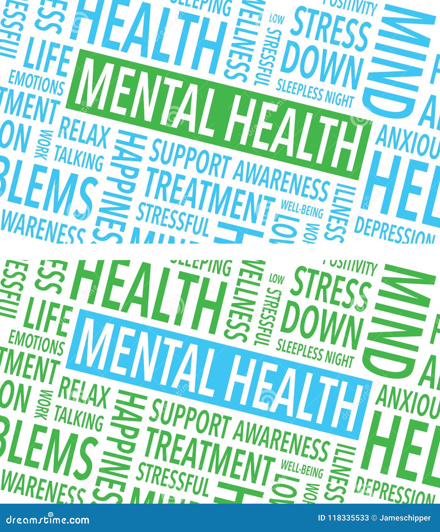 Mental Health Words Background Stock Vector Illustration of anxiety