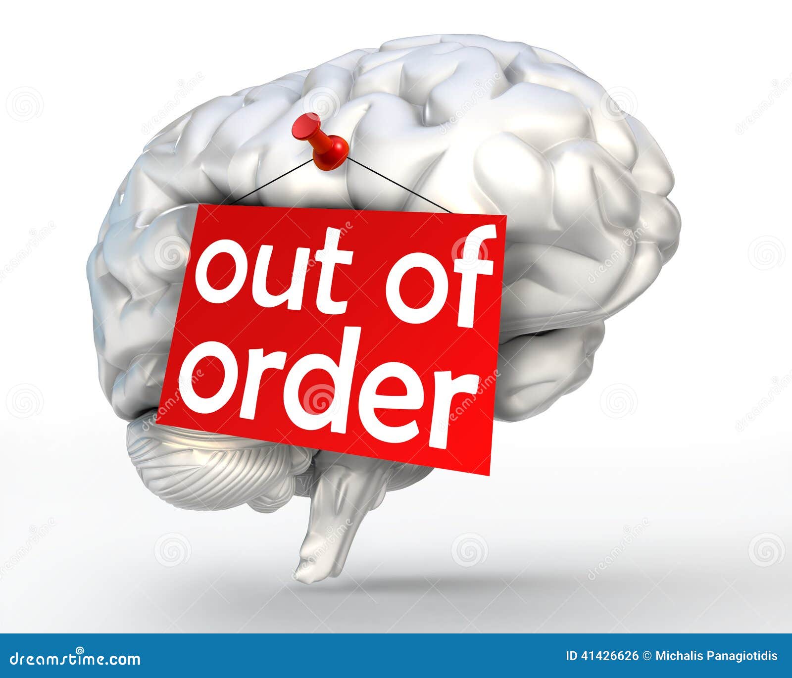 Mental Problem Out Of Order Red Sign On Human Brain Stock 